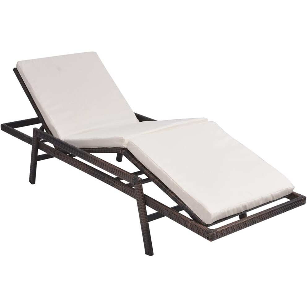 Vidaxl Sun Lounger With Cushion Poly Rattan Brown  43107