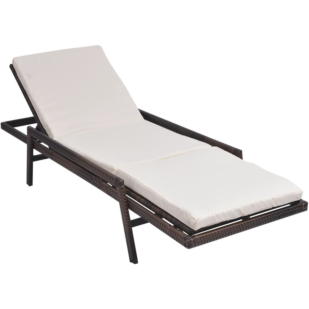 Vidaxl Sun Lounger With Cushion Poly Rattan Brown  43107