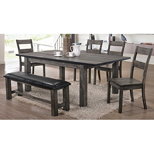 Drexel Dining 6Pc Set - 78X42X30H Table  4 Wood Side Chairs  Bench