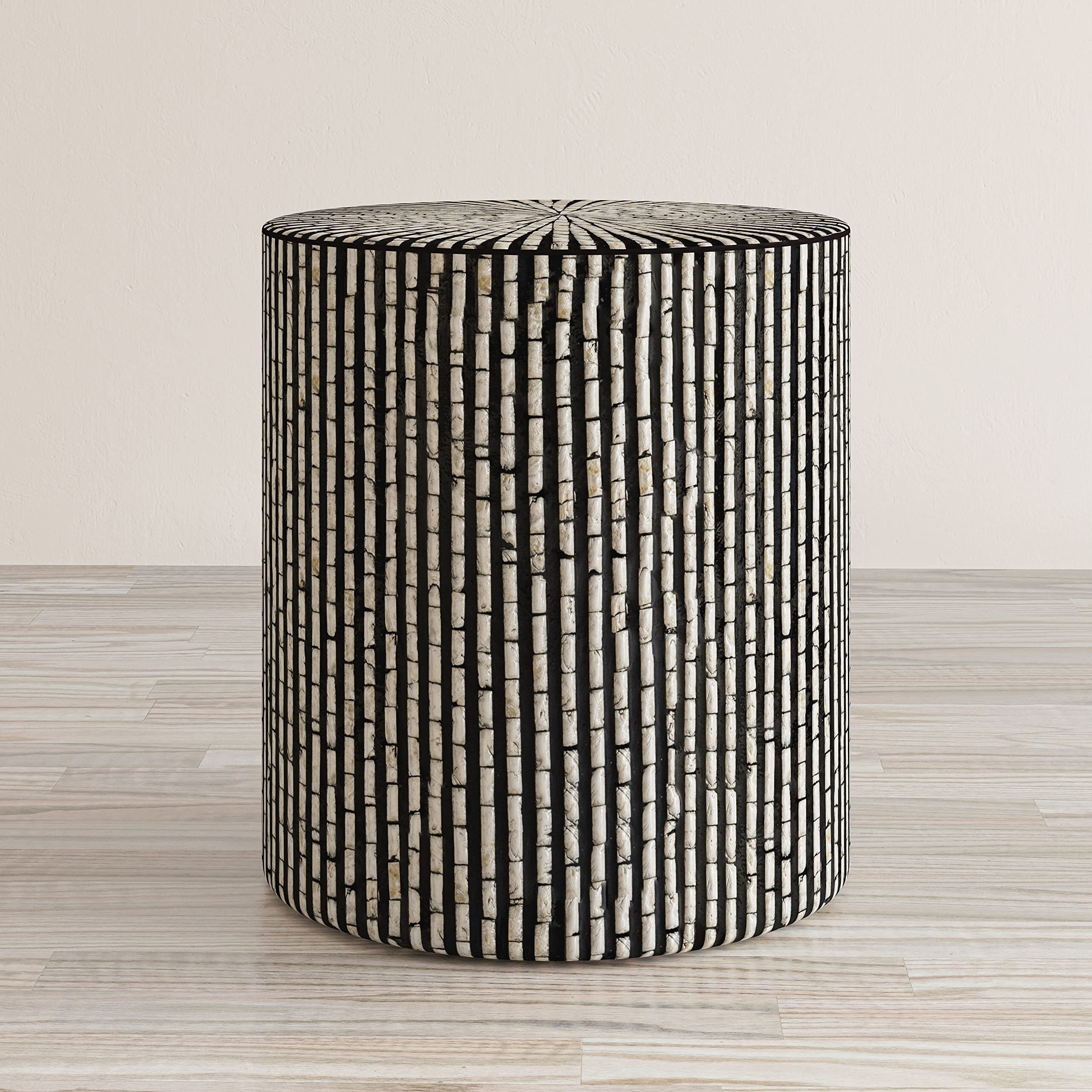 Global Archive Handcrafted Capiz Shell Terrazzo Modern Accent End Table