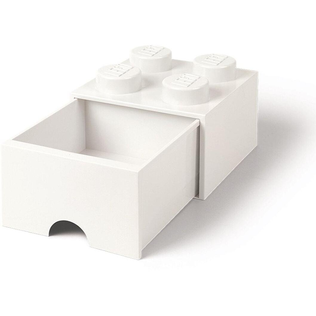 Lego Brick Drawer  4 Knobs  1 Drawer  Stackable Storage Box  White