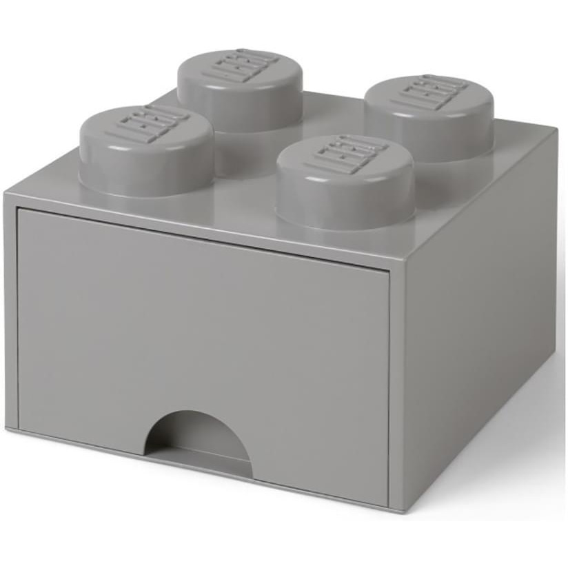 Lego Brick Drawer  4 Knobs  1 Drawer  Stackable Storage Box  Stone Grey