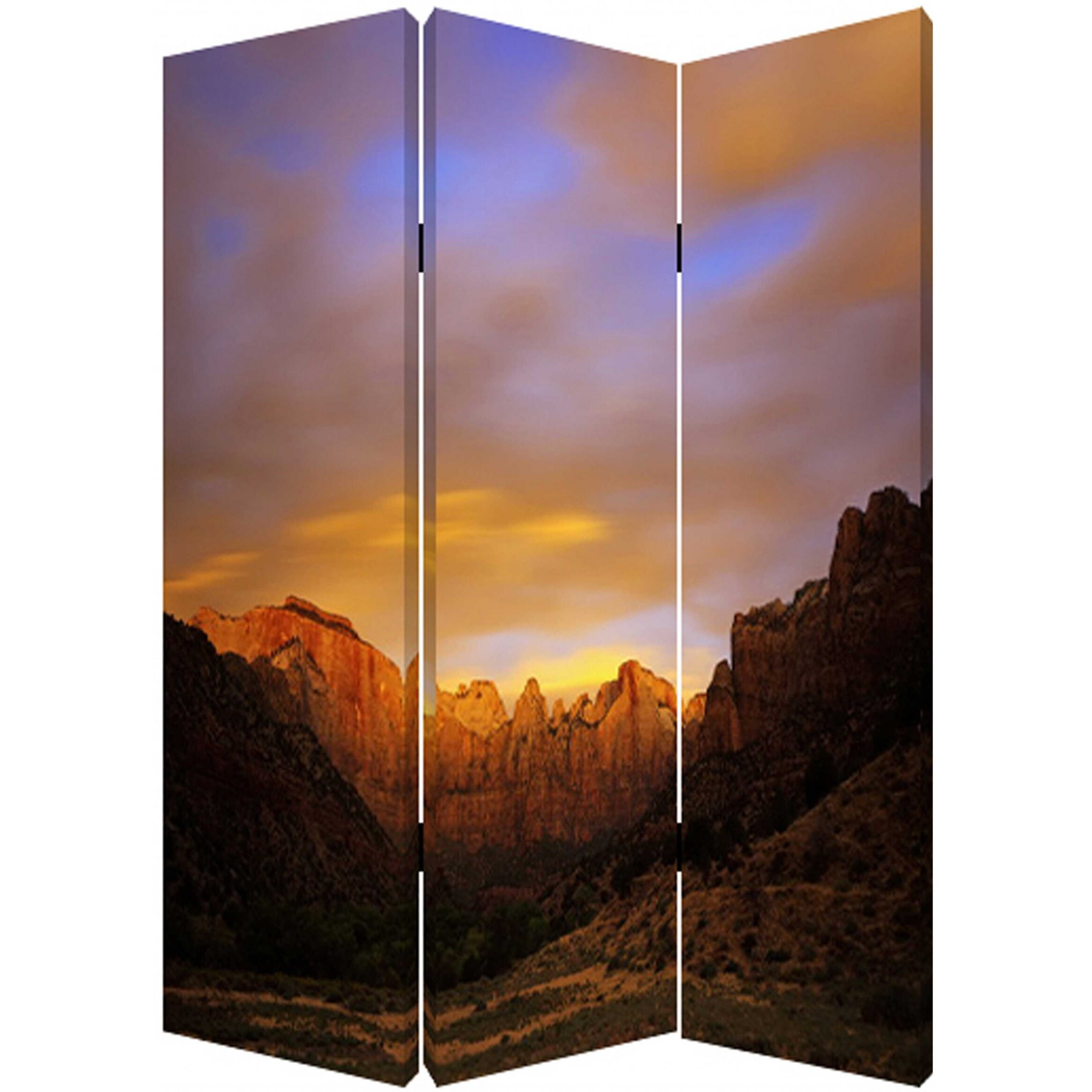 1 X 48 X 72 Multi Color Wood Canvas Desert  Screen