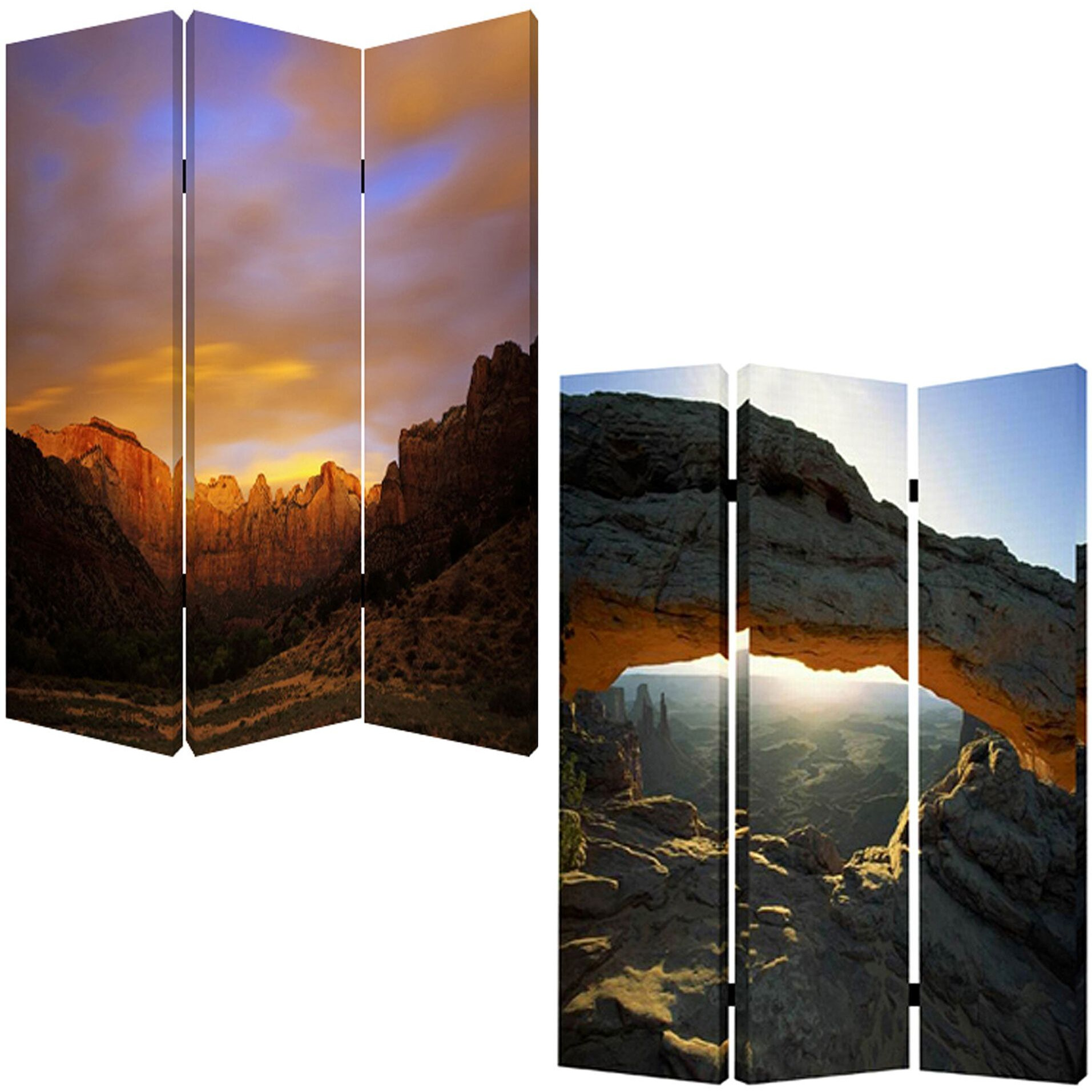 1 X 48 X 72 Multi Color Wood Canvas Desert  Screen