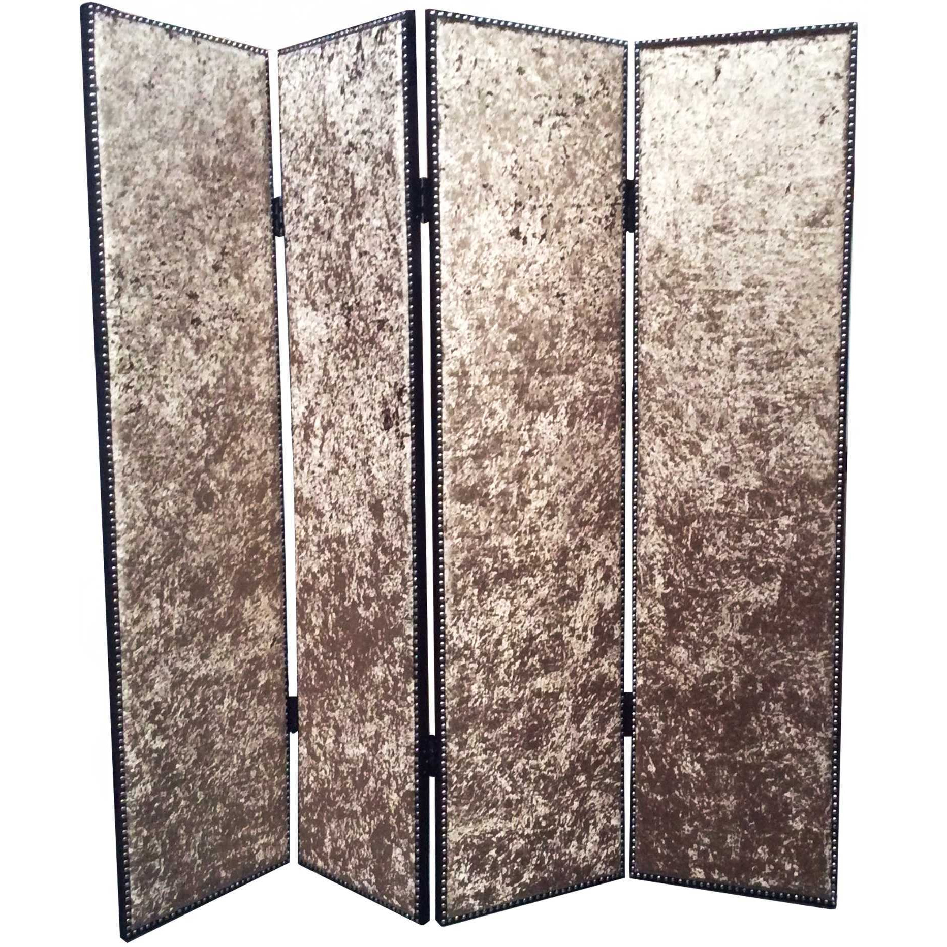 1 X 84 X 84 Bronze Wood & Fabric  Screen