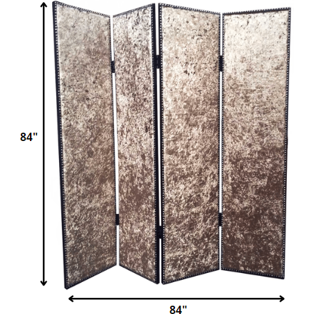 1 X 84 X 84 Bronze Wood & Fabric  Screen