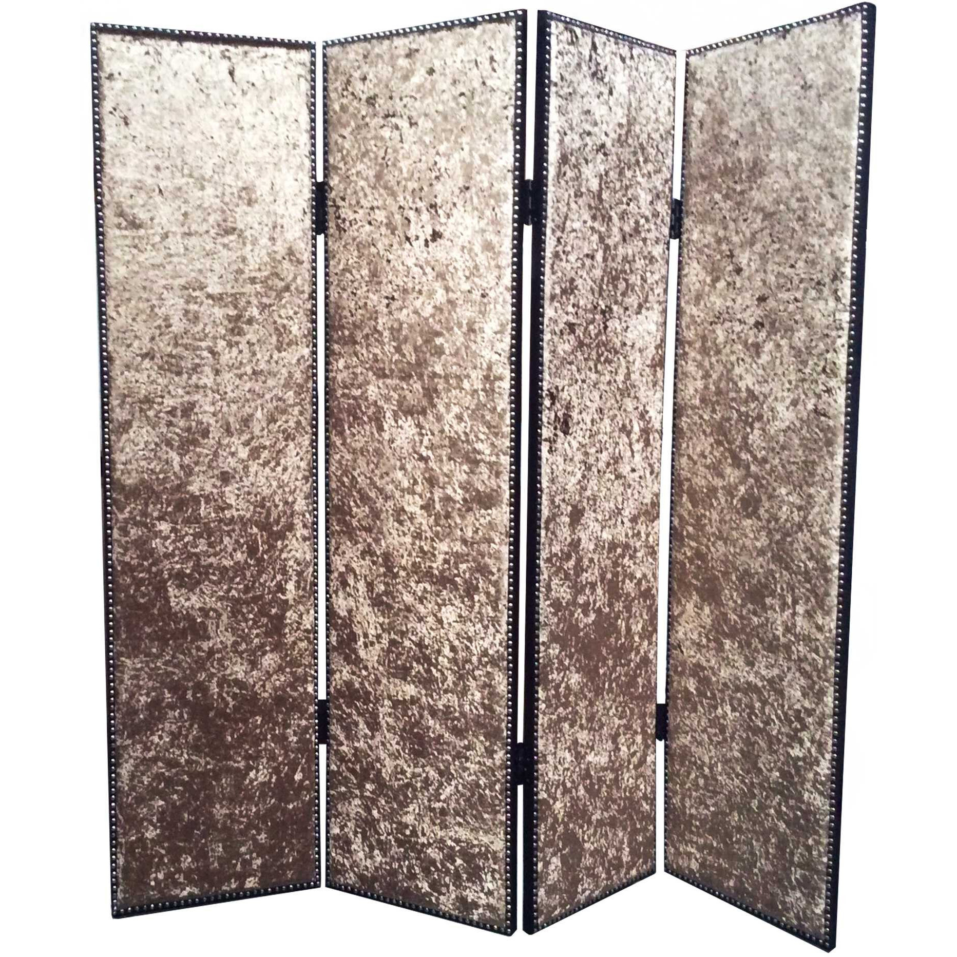 1 X 84 X 84 Bronze Wood & Fabric  Screen