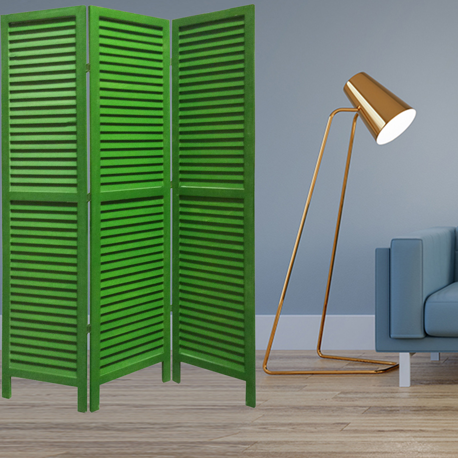 1 X 48 X 67 Green Wood Shutter -Screen