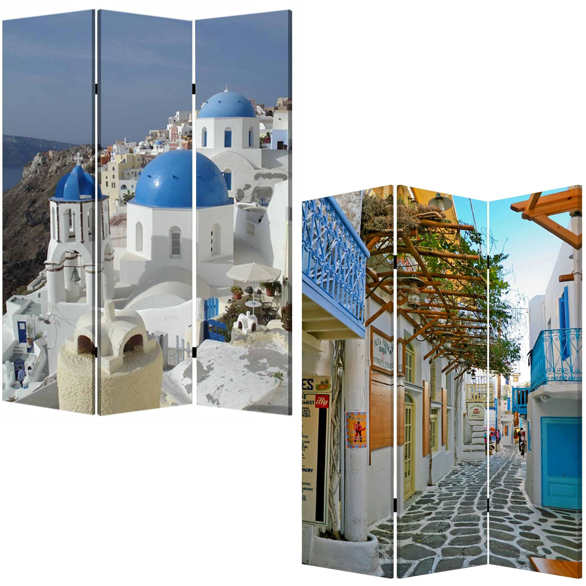 1"" X 48"" X 72"" Multi Color Wood Canvas Greece  Screen