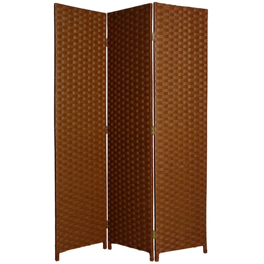 1"" X 54"" X 72"" Dark Brown Wood  3 Panel Screen