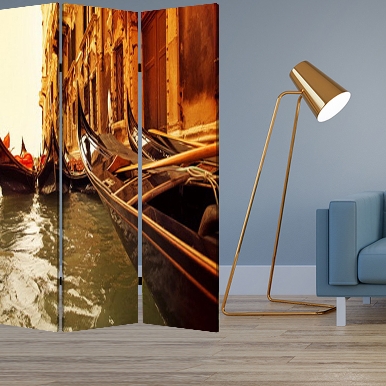 1"" X 48"" X 72"" Multi Color Wood Canvas Venice  Screen