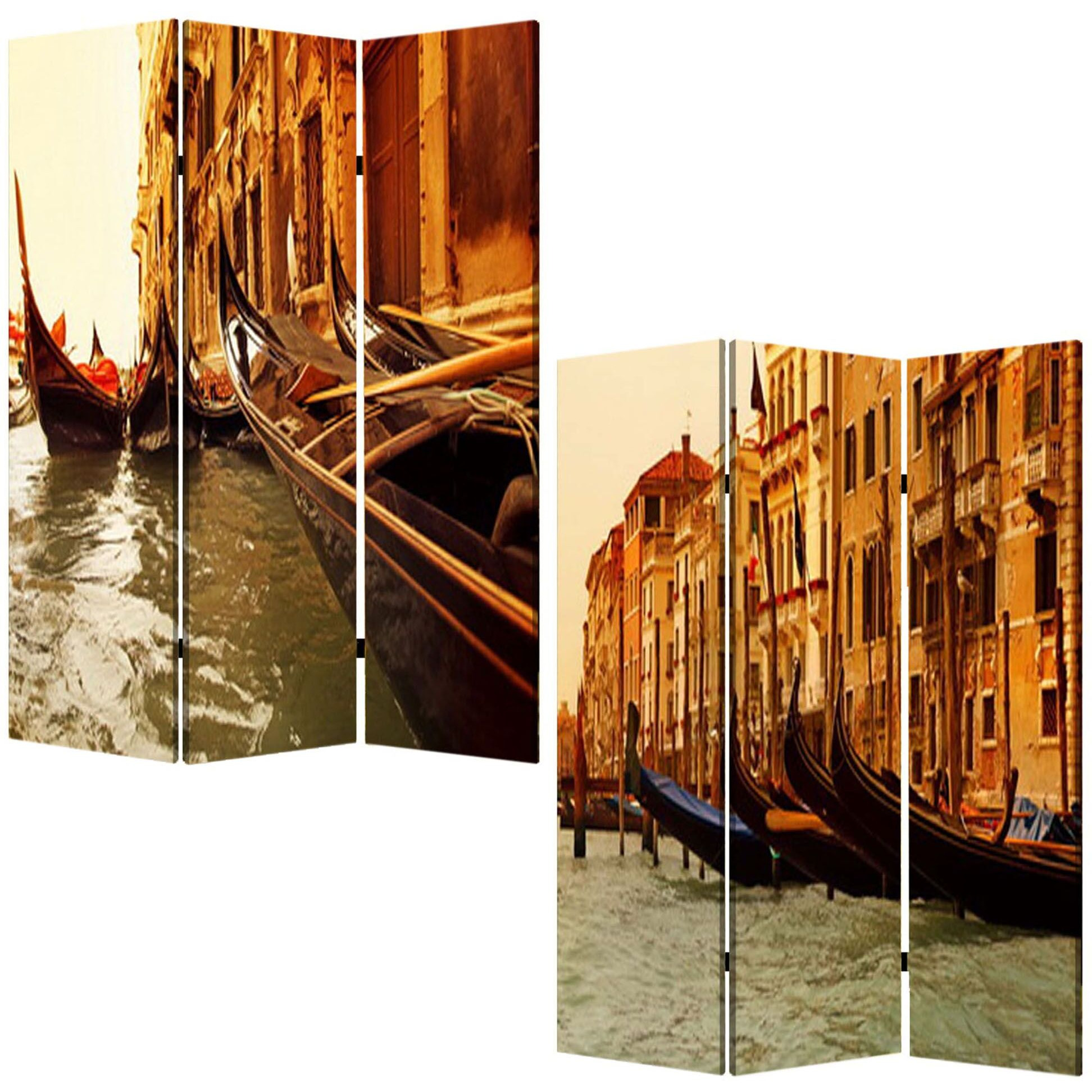 1"" X 48"" X 72"" Multi Color Wood Canvas Venice  Screen