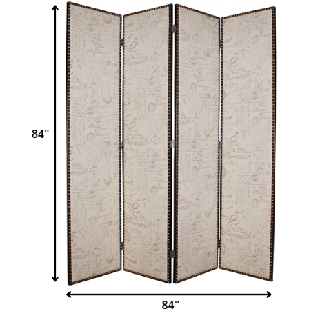 1 X 84 X 84 Tan Wood & Fabric  Screen