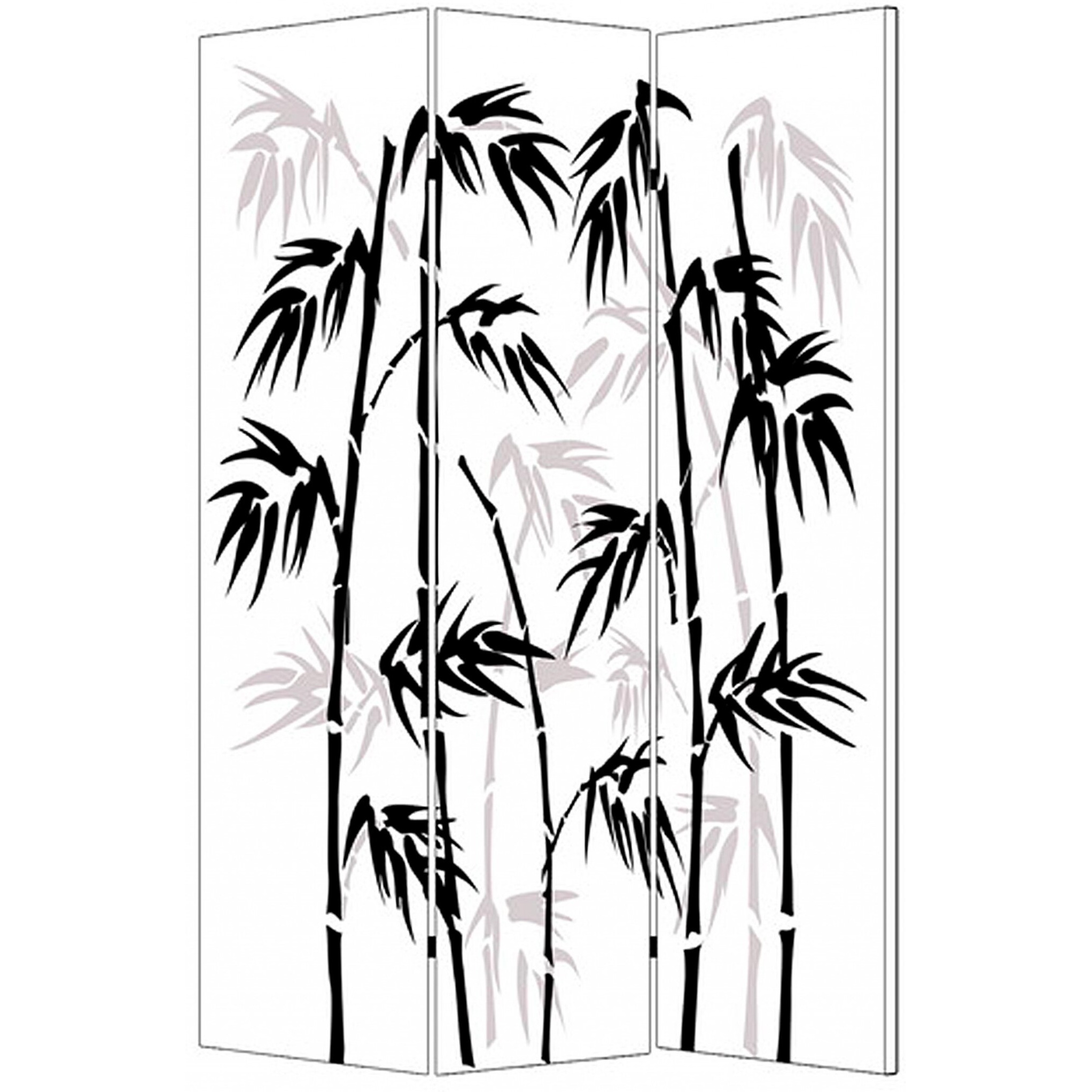 1 X 48 X 72 Multi Color Wood Canvas Bamboo Leaf  Screen