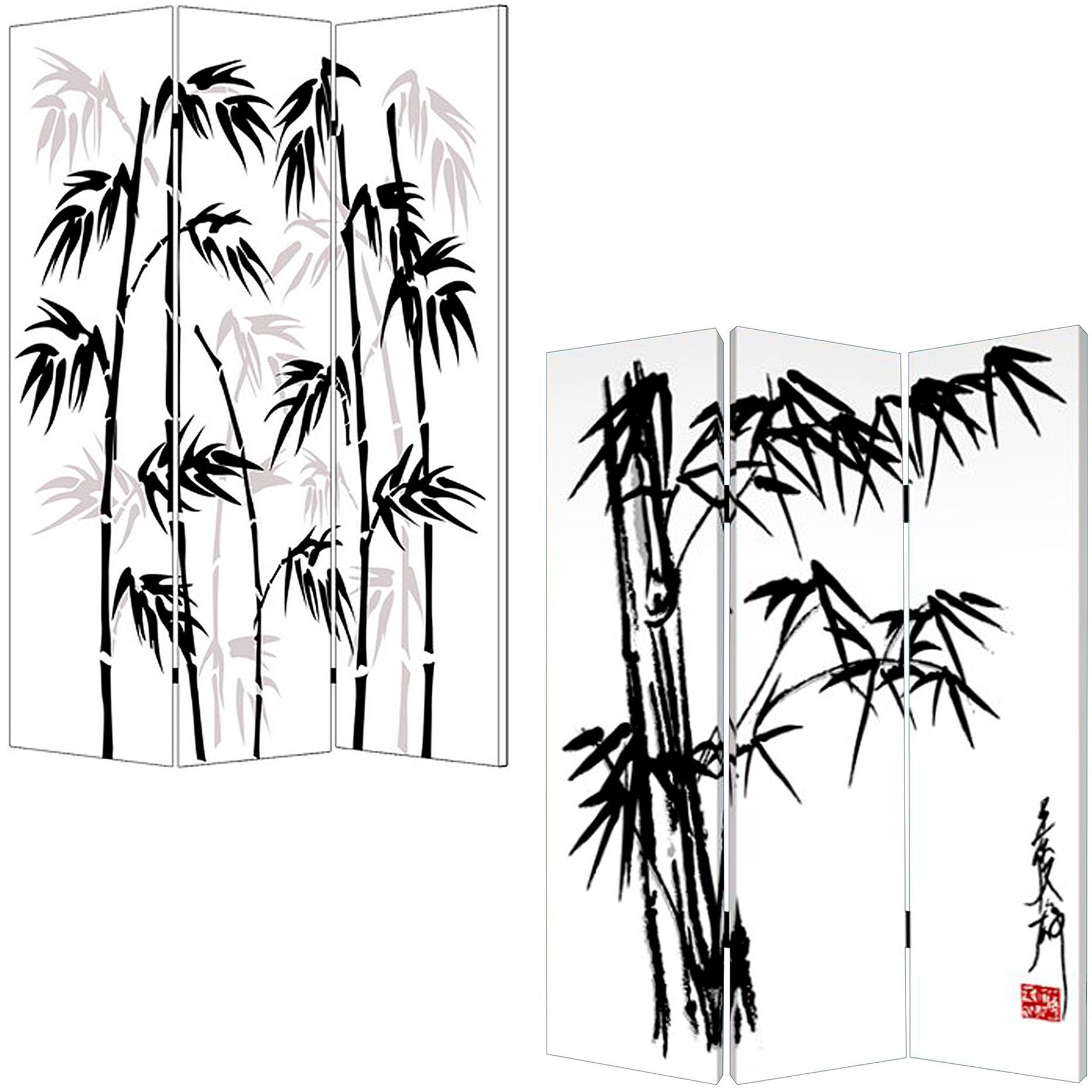 1 X 48 X 72 Multi Color Wood Canvas Bamboo Leaf  Screen