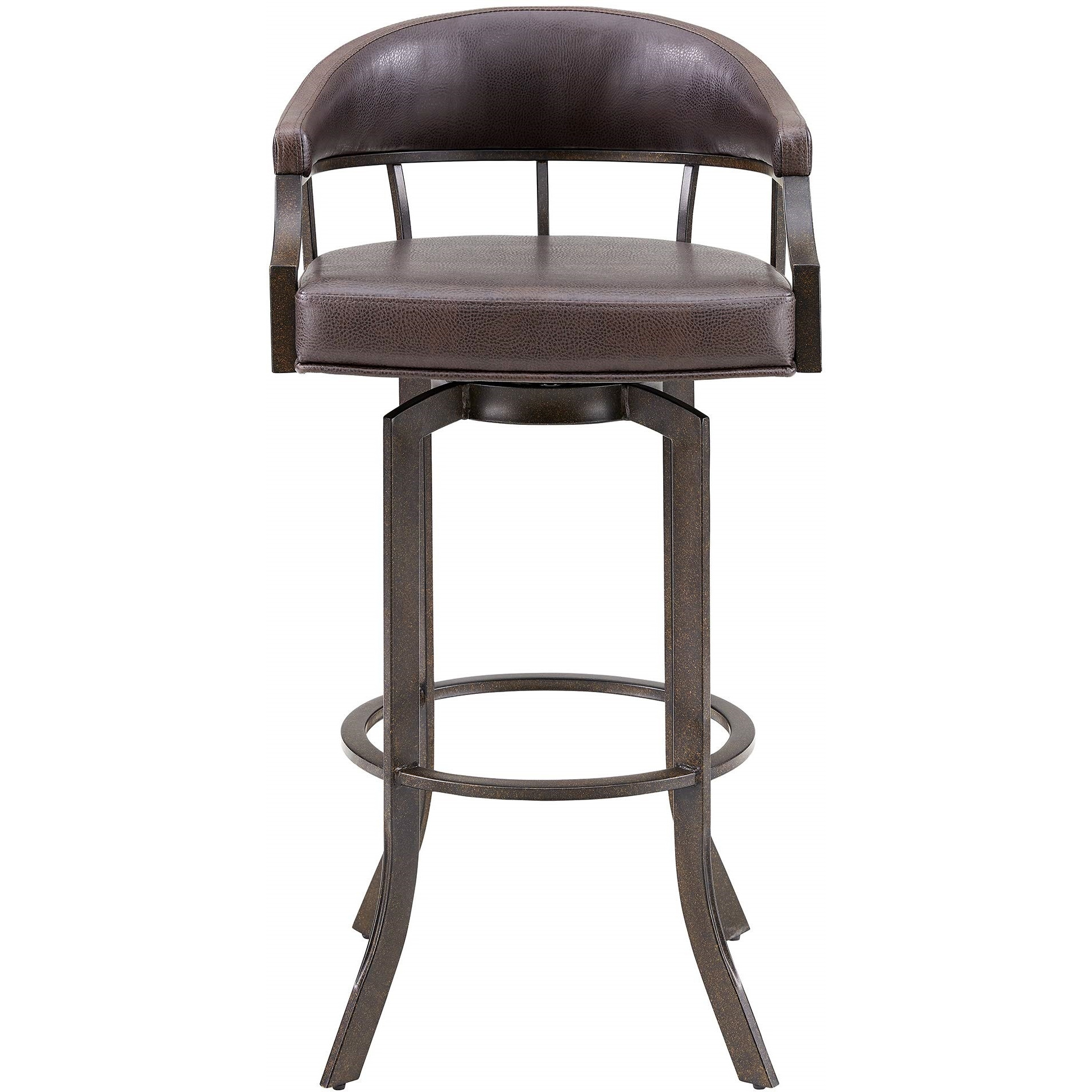 Edy Swivel 26"" Auburn Bay And Brown Faux Leather Bar Stool