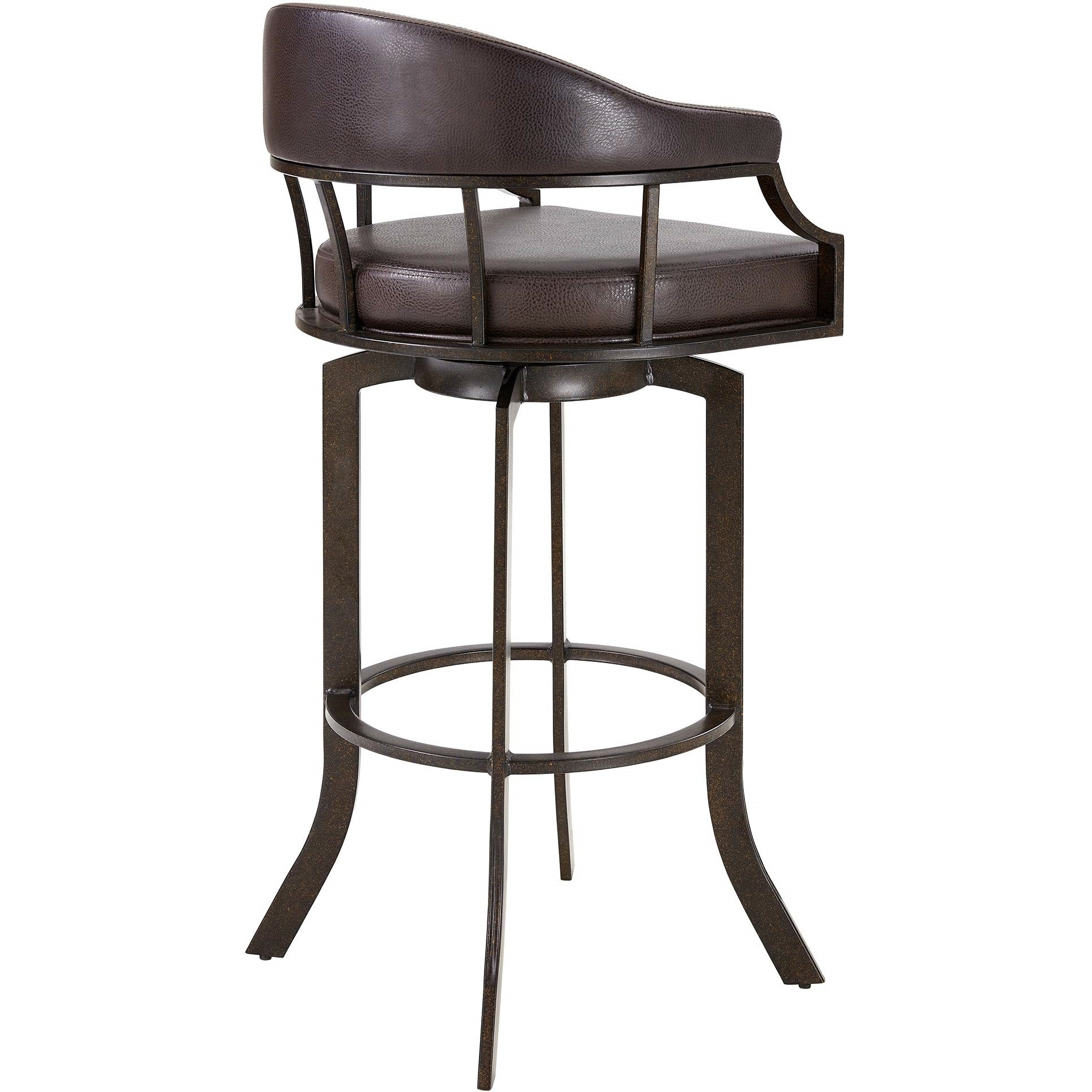 Edy Swivel 26"" Auburn Bay And Brown Faux Leather Bar Stool