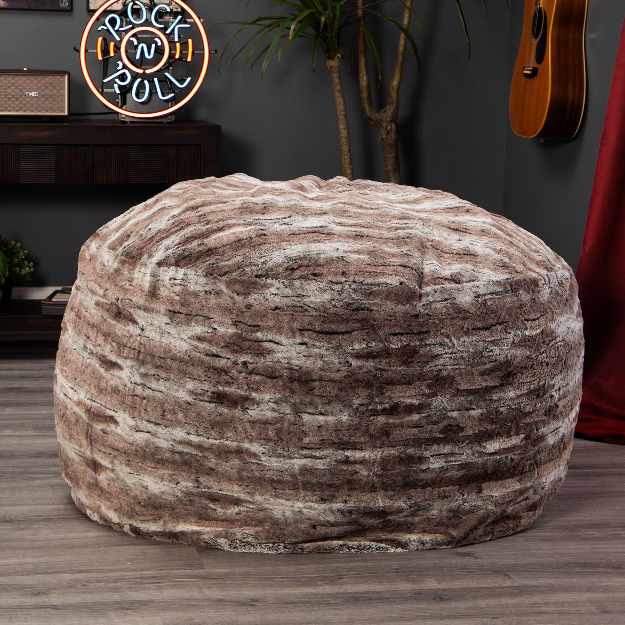 Jaxx Saxx 4 Ft Plush Round Bean Bag - Premium Luxe Faux Fur  Mountain Fox