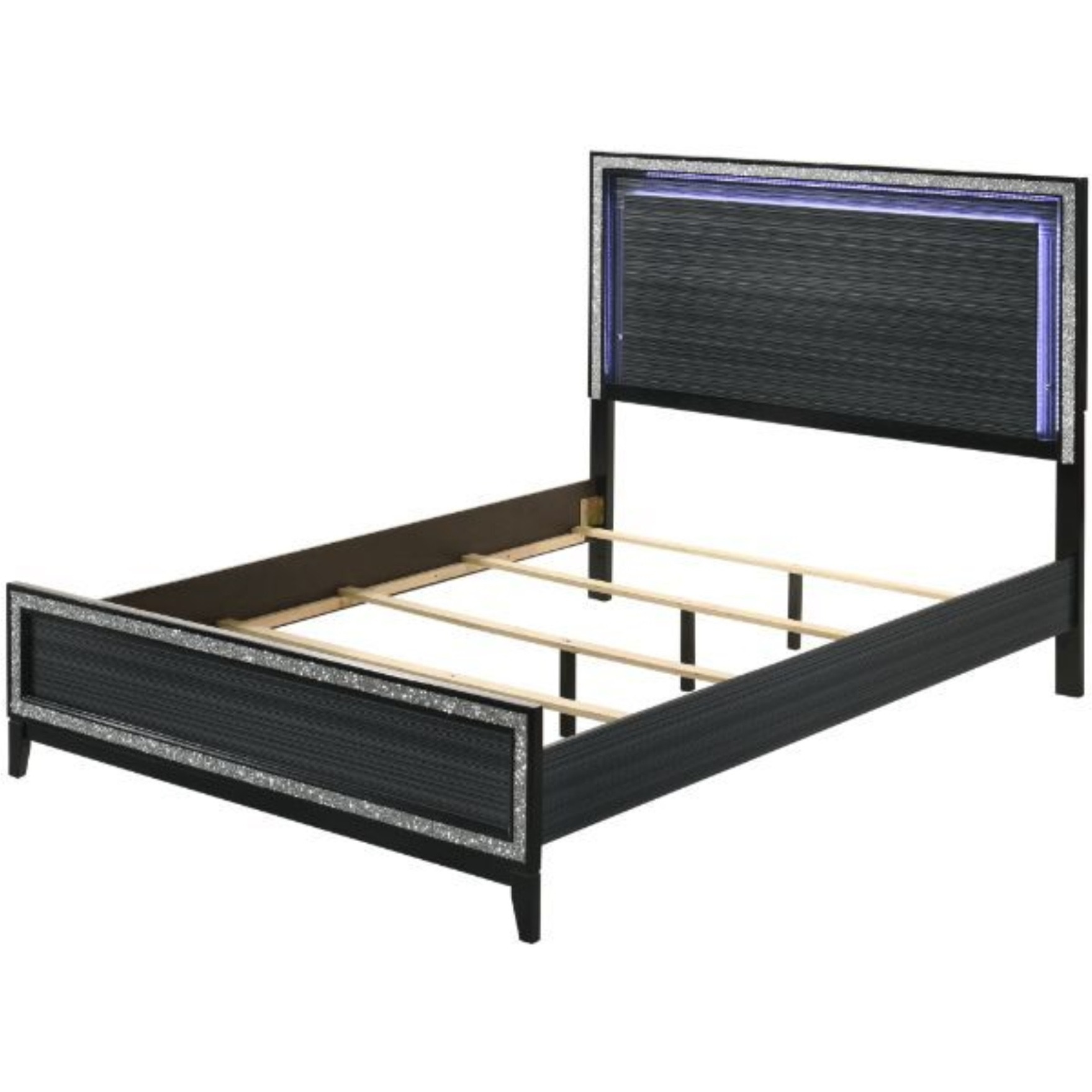 Acme Haiden Queen Bed  Led & Weathered Black Finish