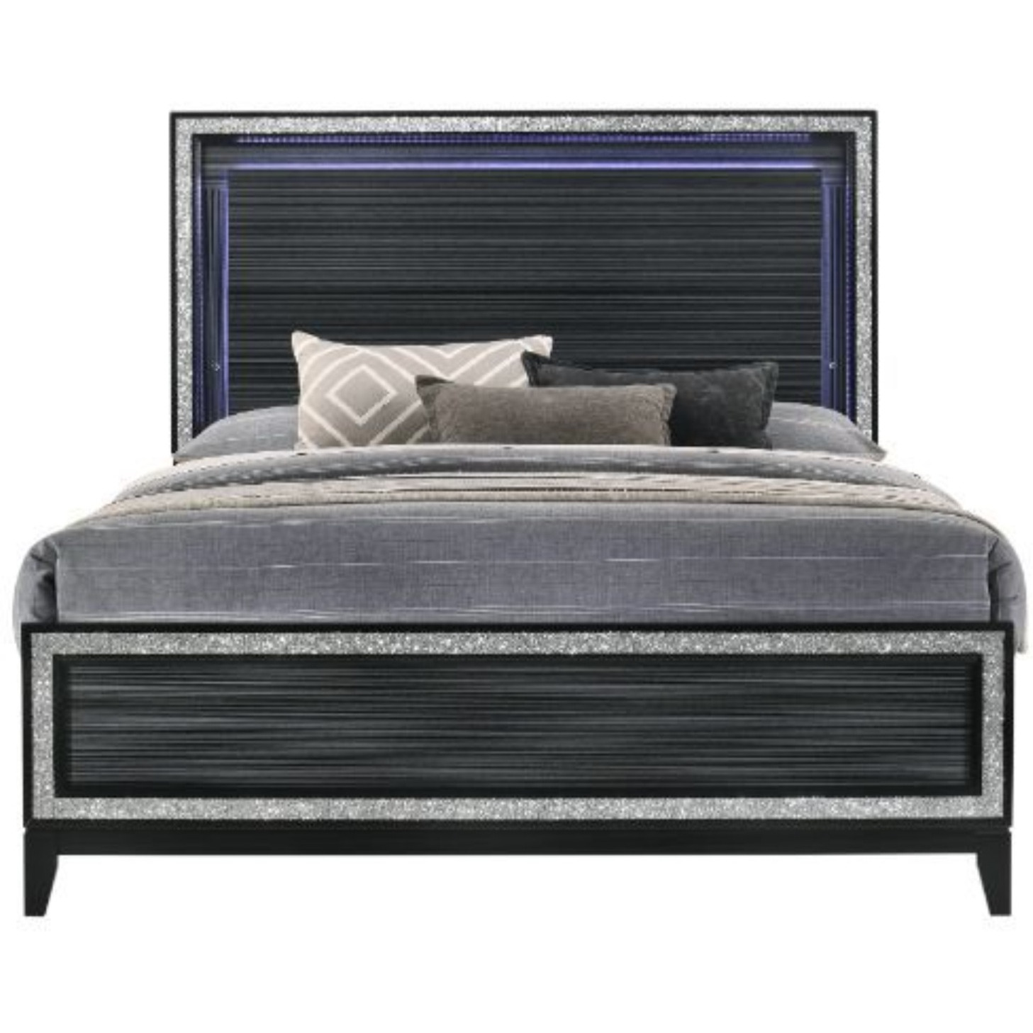 Acme Haiden Queen Bed  Led & Weathered Black Finish