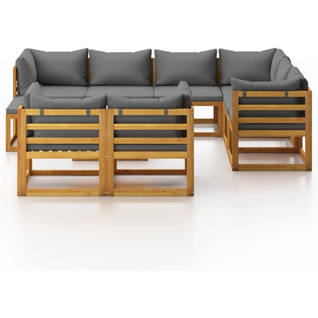 Vidaxl 10 Piece Patio Lounge Set With Cushion Solid Acacia Wood