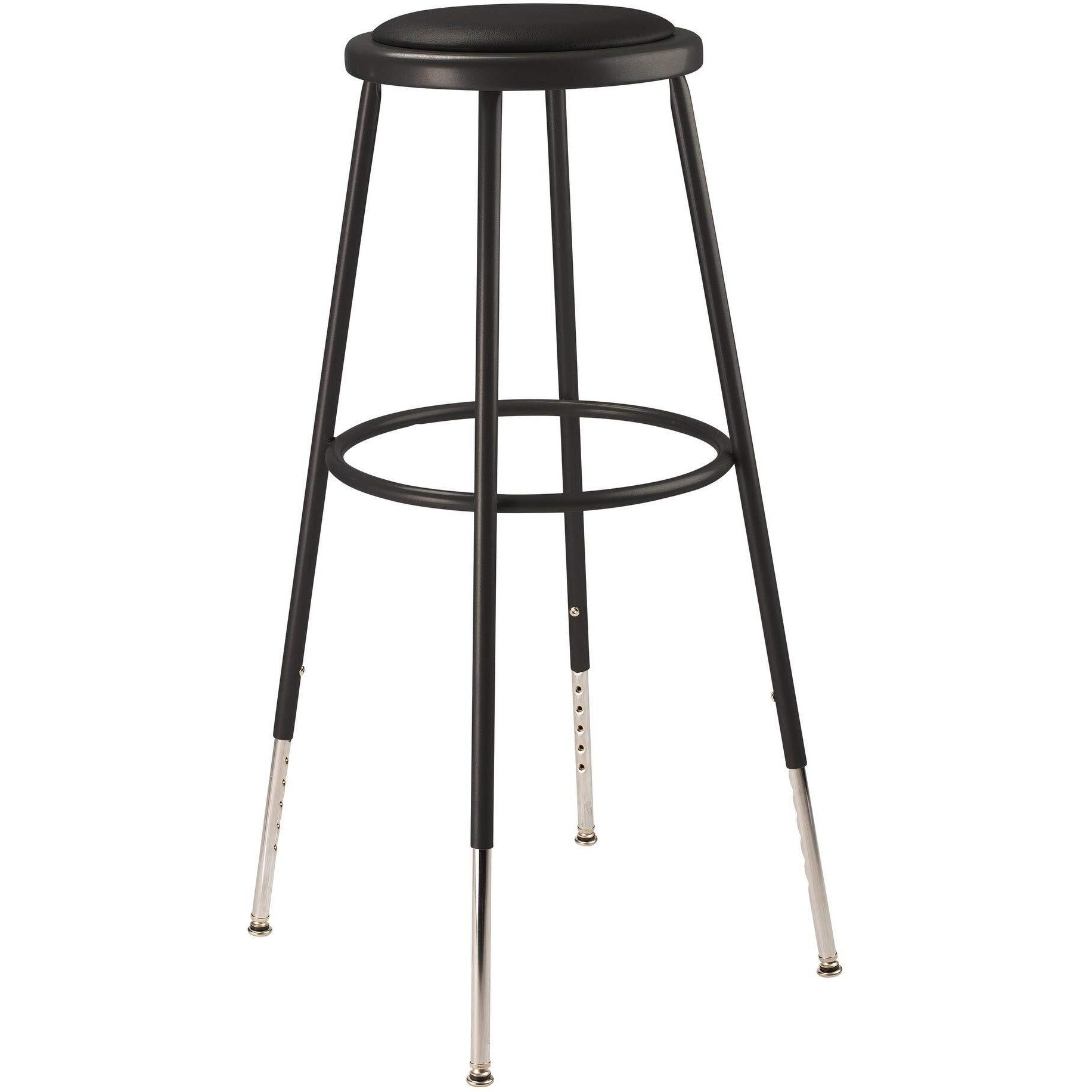 National Public Seating Nps 6400 Series 32-39 Vinyl Padded Steel Metal Heavy Duty Stool In Black