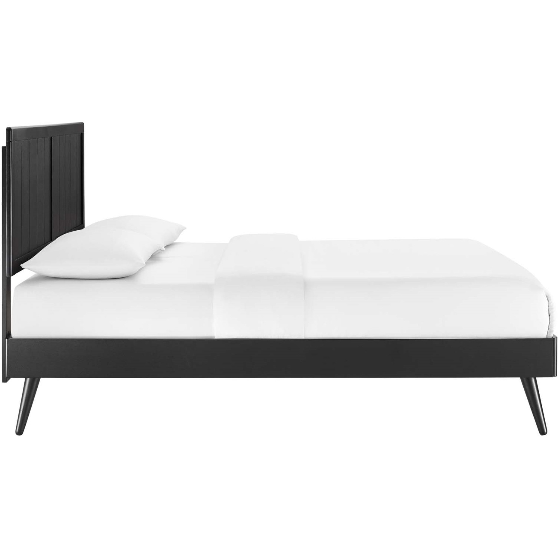 Alana Wood Queen Platform Bed - Retro Charm  Natural Beauty  Durable Construction  No Box Spring Needed - Black