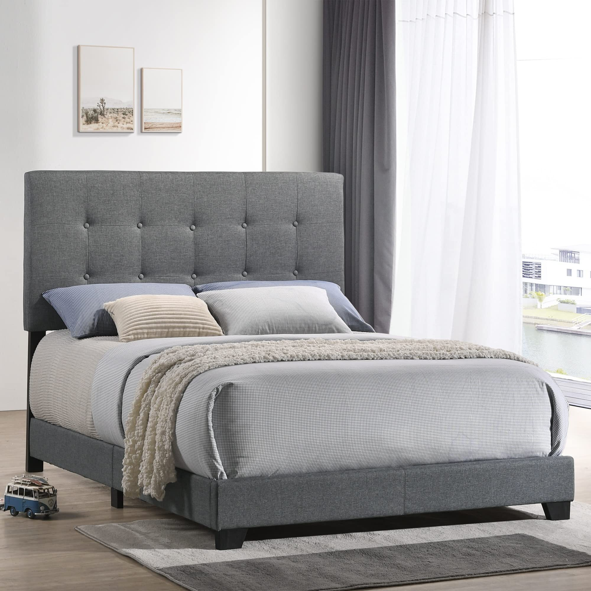 Addyson Full Uph Bed In Addyson Gunmetal Fabric