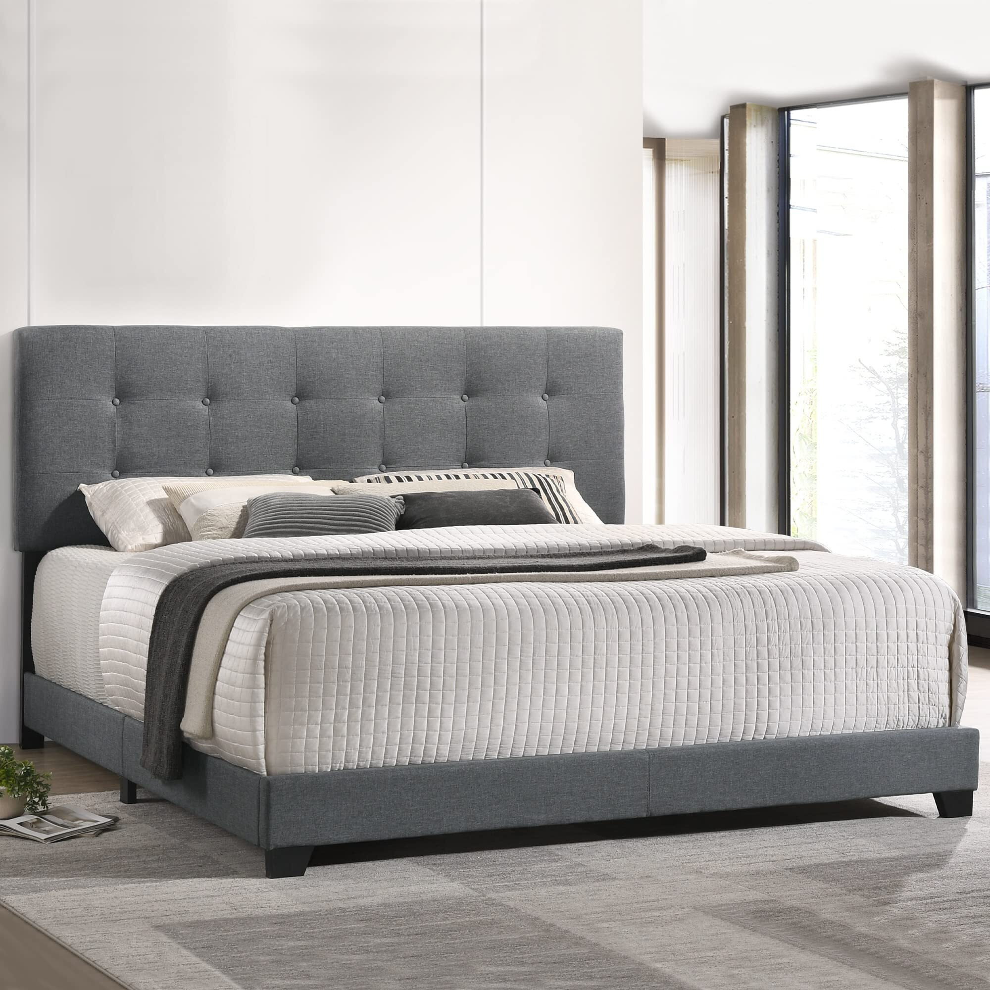 Addyson King Uph Bed In Addyson Gunmetal Fabric