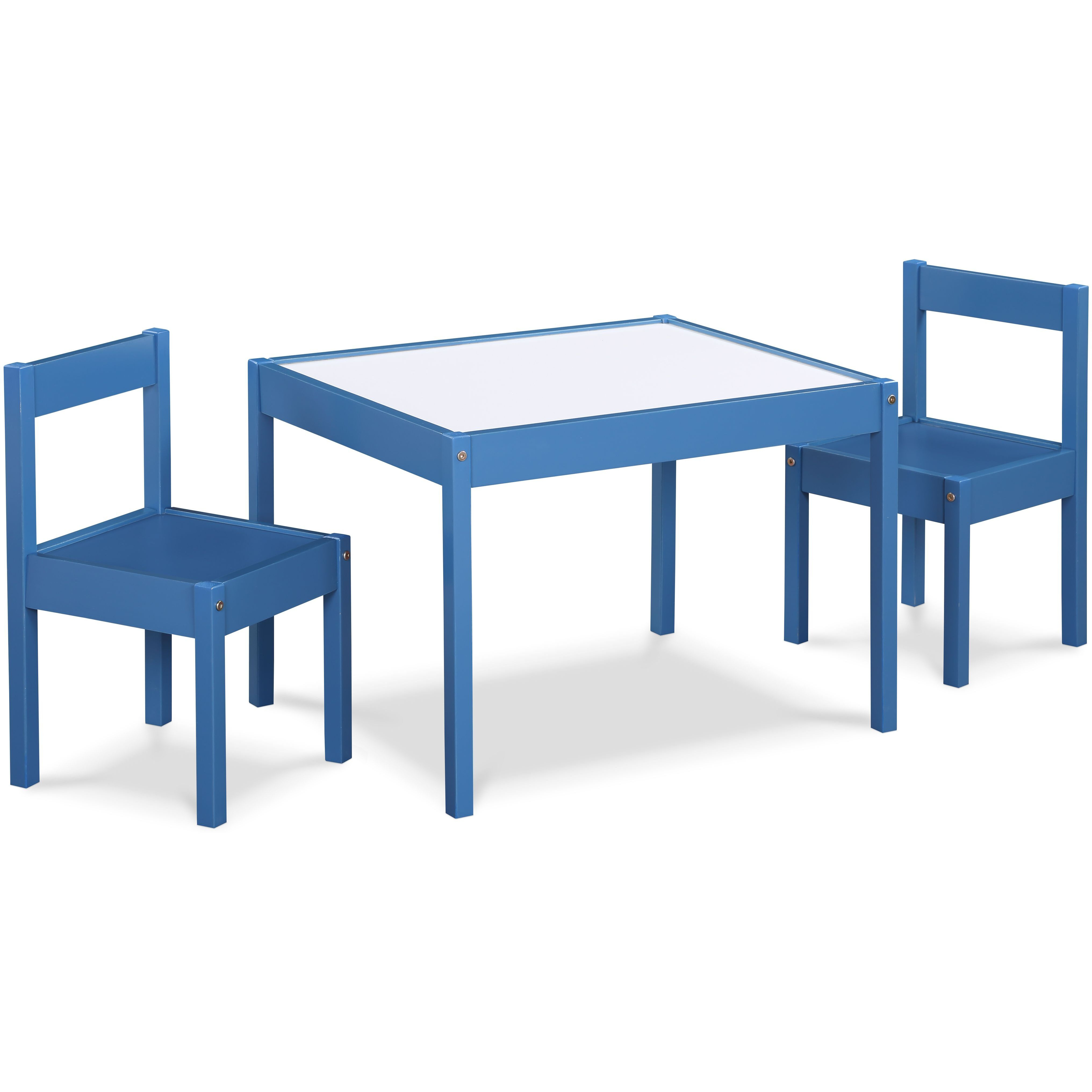 Gibson 3-Piece Dry Erase Kids Table & Two Chair Set  Dark Blue