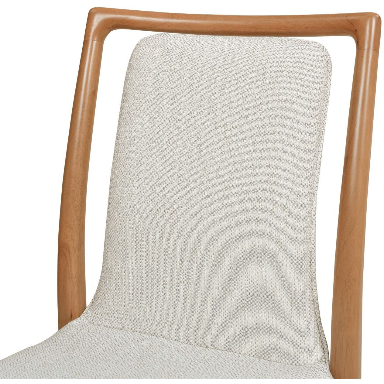 Scandi Upholstered Natural Light Brown Wood Dining Chair  Set Of 2  White Pepper Stain Resistant High Performance Polyester