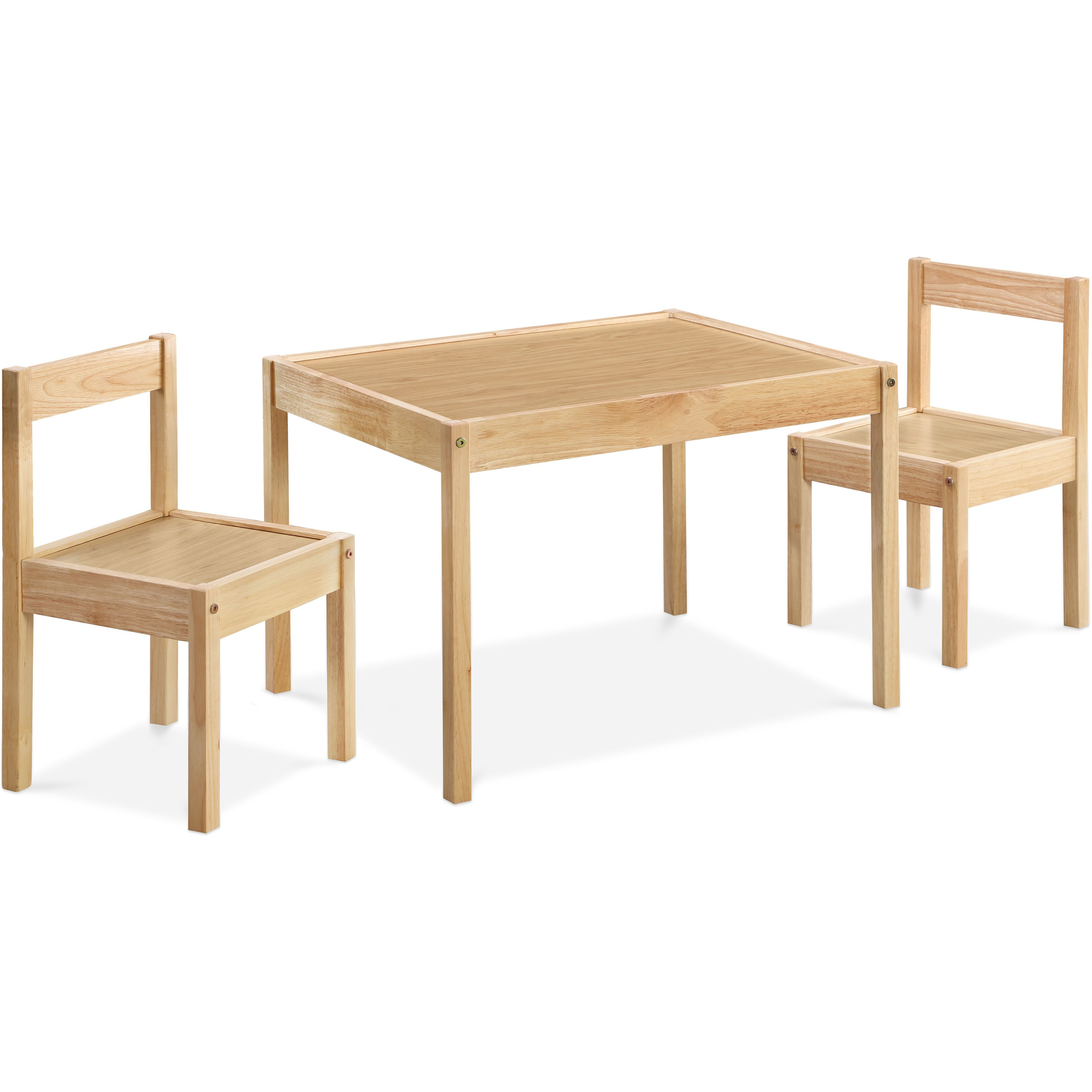 Della 3-Piece Solid Wood Kids Table & Two Chair Set  Natural