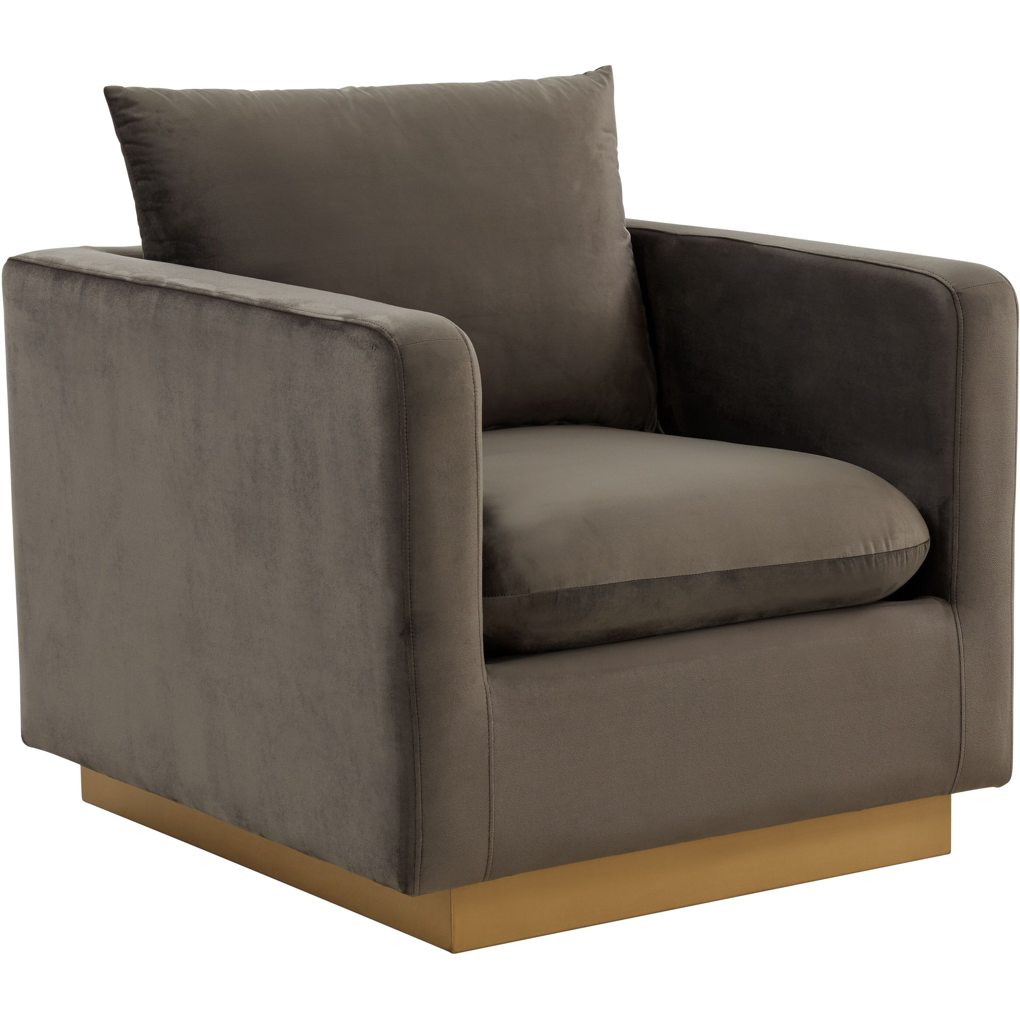 Leisuremod Nervo Velvet Accent Armchair With Gold Frame