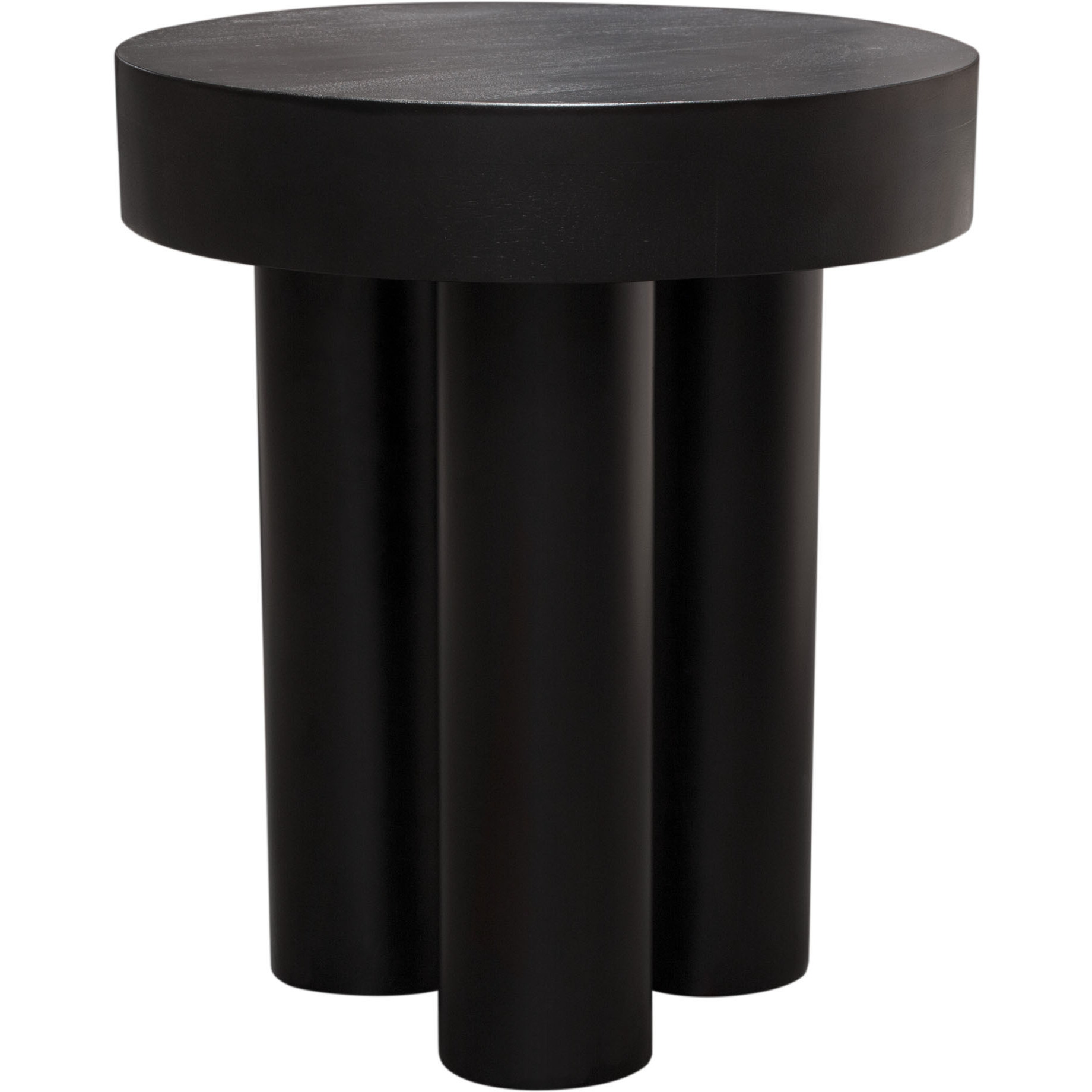 Rune 16"" Round End/Accent Table W/ Solid Acacia Wood Top & Iron Leg Base In Black Finish By Diamond Sofa