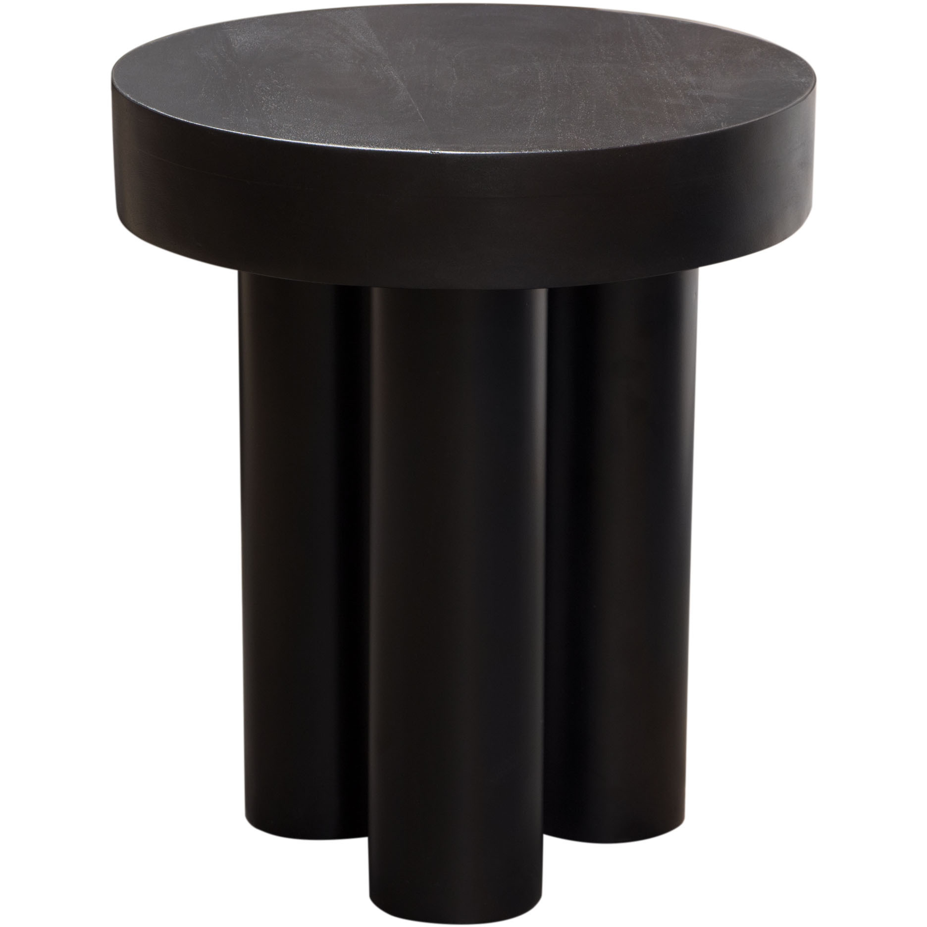 Rune 16"" Round End/Accent Table W/ Solid Acacia Wood Top & Iron Leg Base In Black Finish By Diamond Sofa