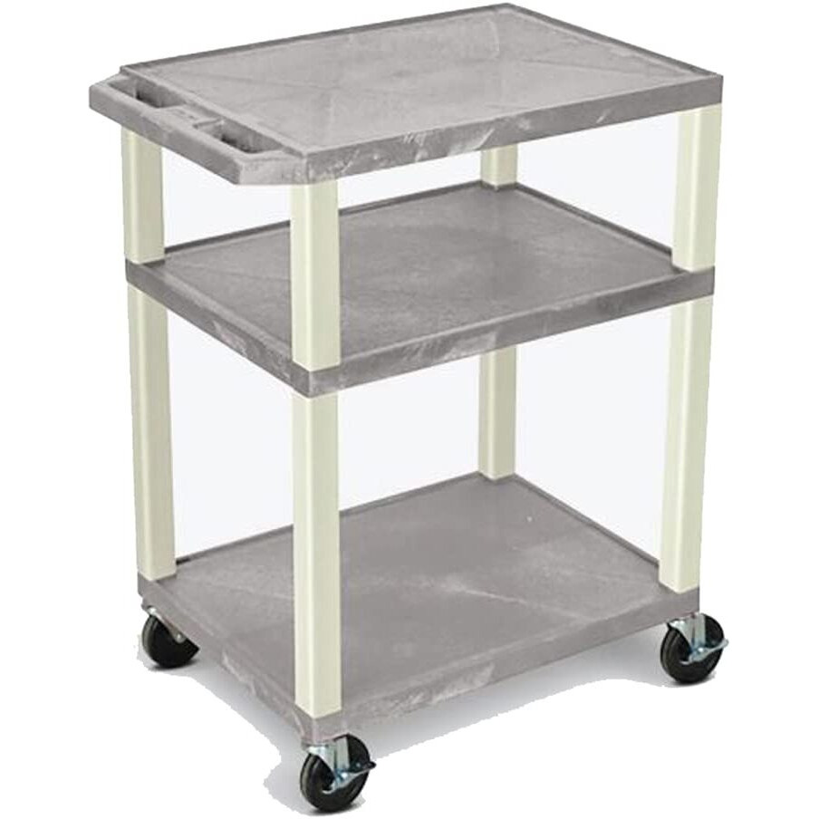 34"&quotH Av Cart - Three Shelves - Putty Legs