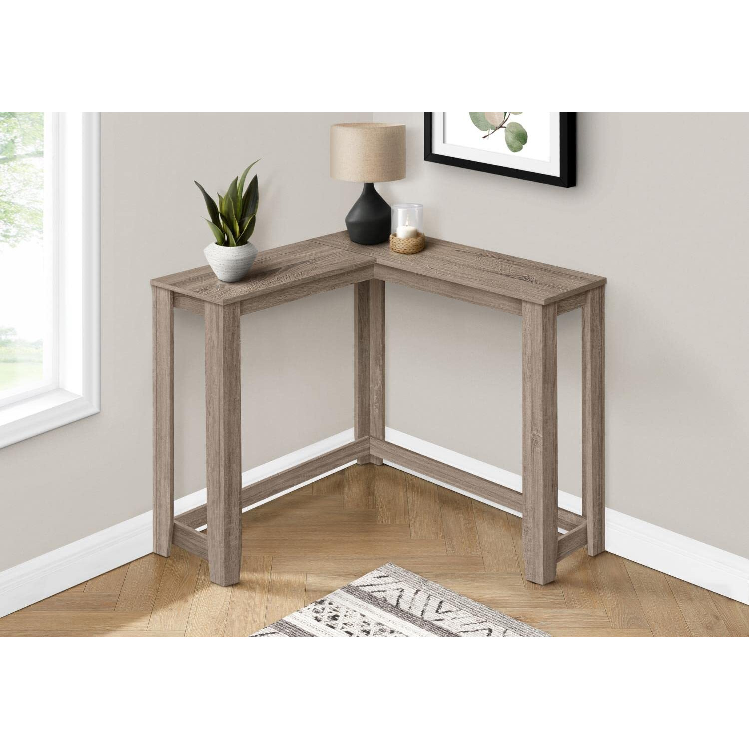 Accent Table  Console  Entryway  Narrow  Corner  Living Room  Bedroom  Laminate  Brown  Contemporary  Modern