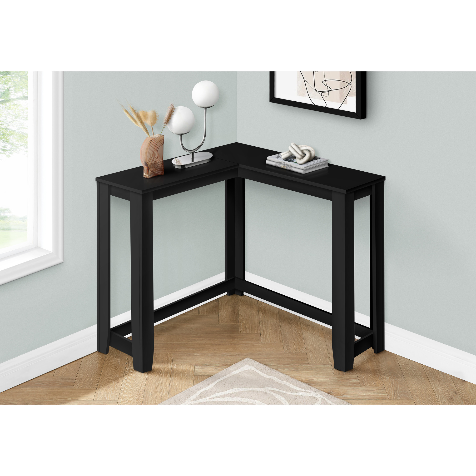 Accent Table  Console  Entryway  Narrow  Corner  Living Room  Bedroom  Laminate  Black  Transitional