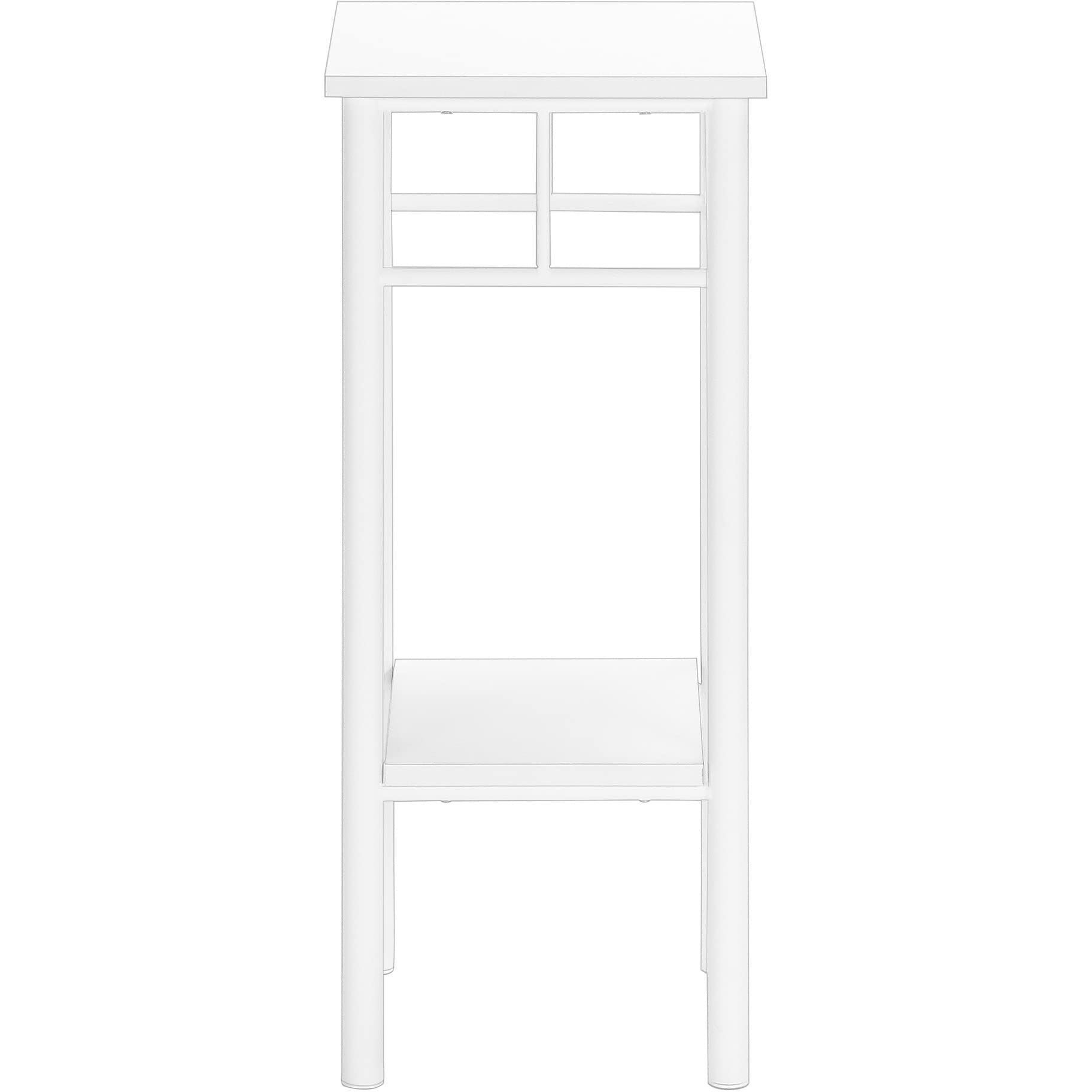 Accent Table  Side  End  Plant Stand  Square  Living Room  Bedroom  Metal  Laminate  White  Contemporary  Modern