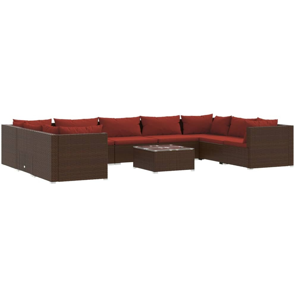 Vidaxl 10 Piece Patio Lounge Set With Cushions Poly Rattan Brown