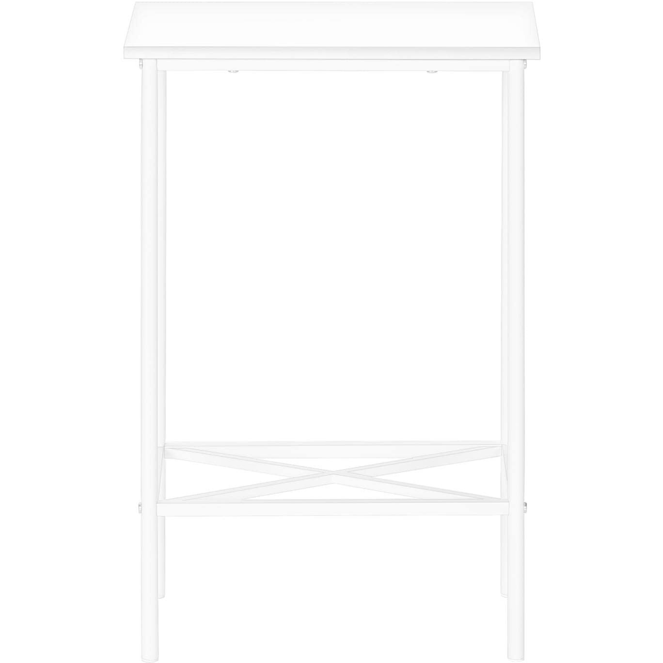 Accent Table  Side  End  Narrow  Small  2 Tier  Living Room  Bedroom  Metal  Laminate  White  Contemporary  Modern