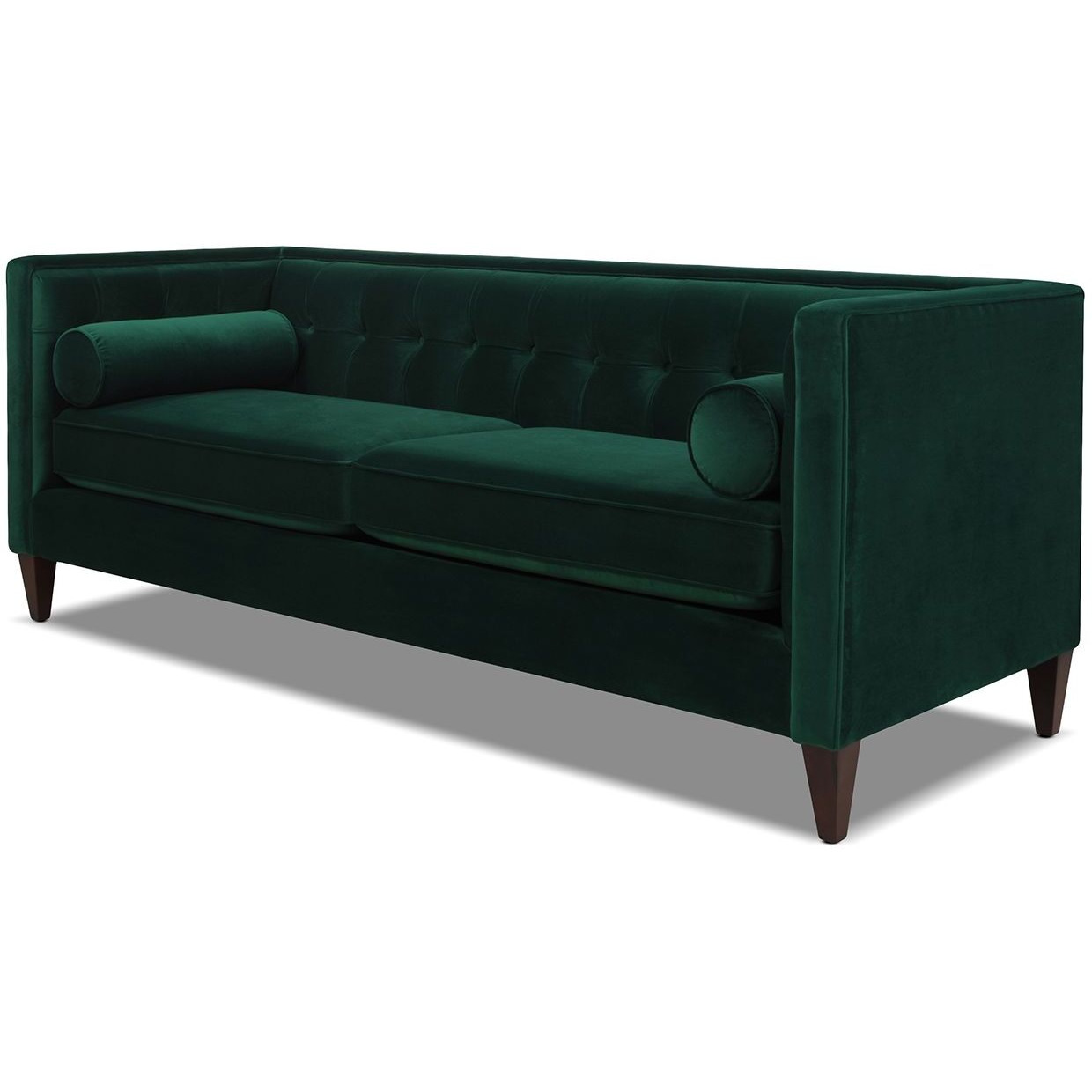 Jack 84"" Modern Tuxedo Tufted Sofa  Evergreen Velvet