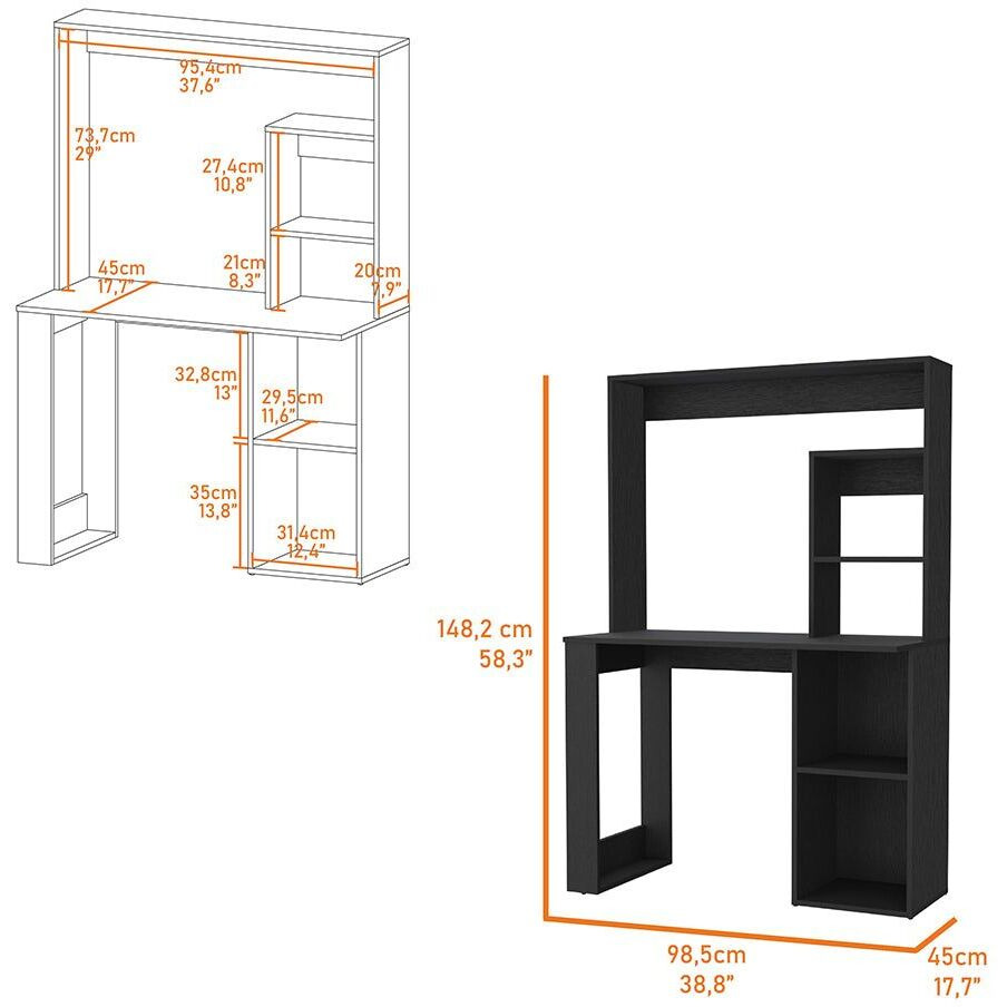 Carroll Computer Desk With Hutch And Storage Shelves