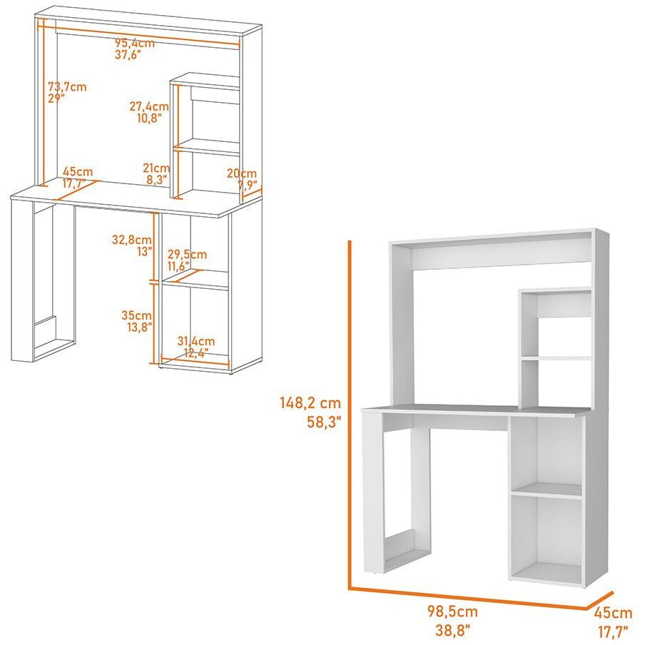 Carroll Computer Desk With Hutch And Storage Shelves