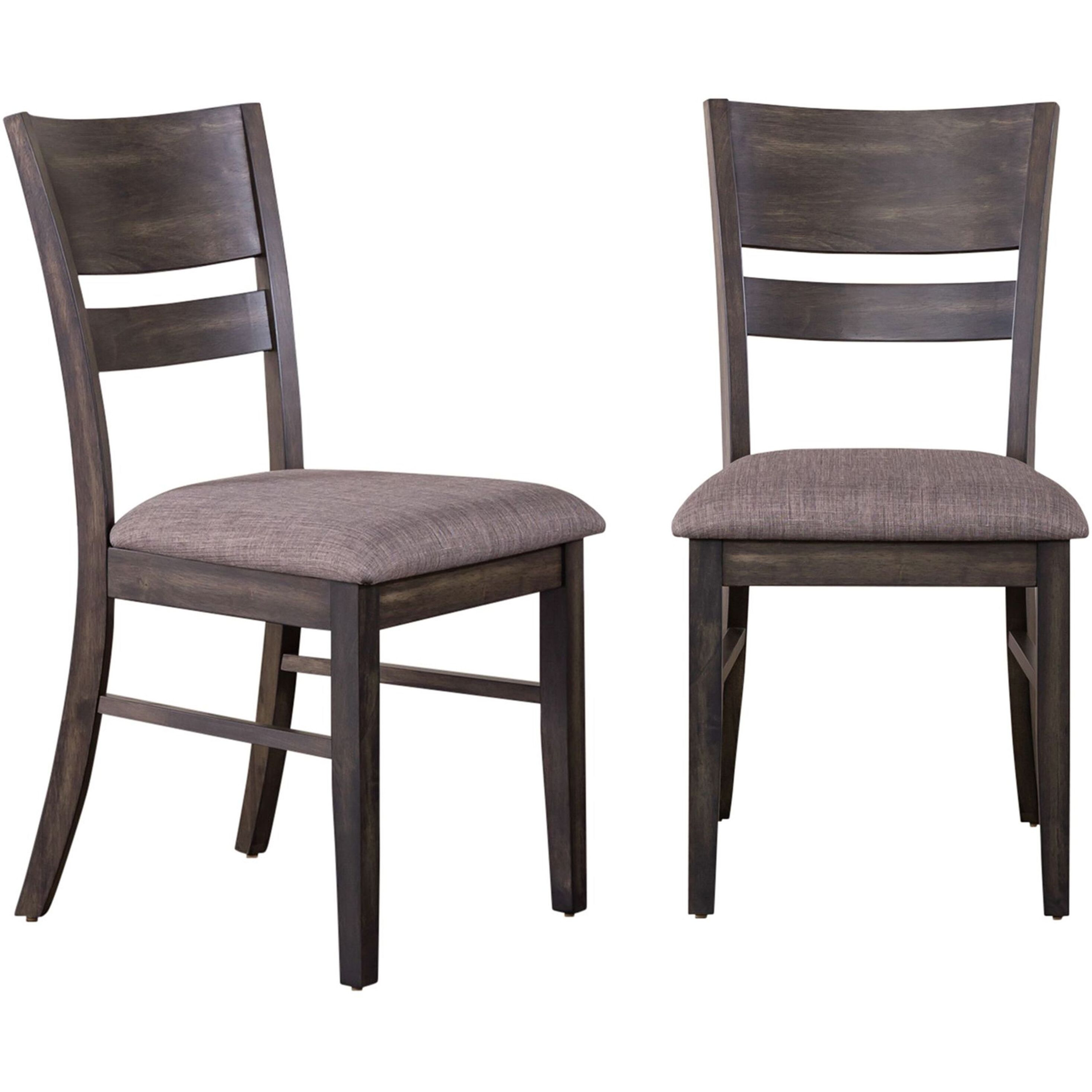 Almeta Solid Wood Slat Back Upholstered Dining Chairs  Set Of 2 -Dark Umber Brown Finish