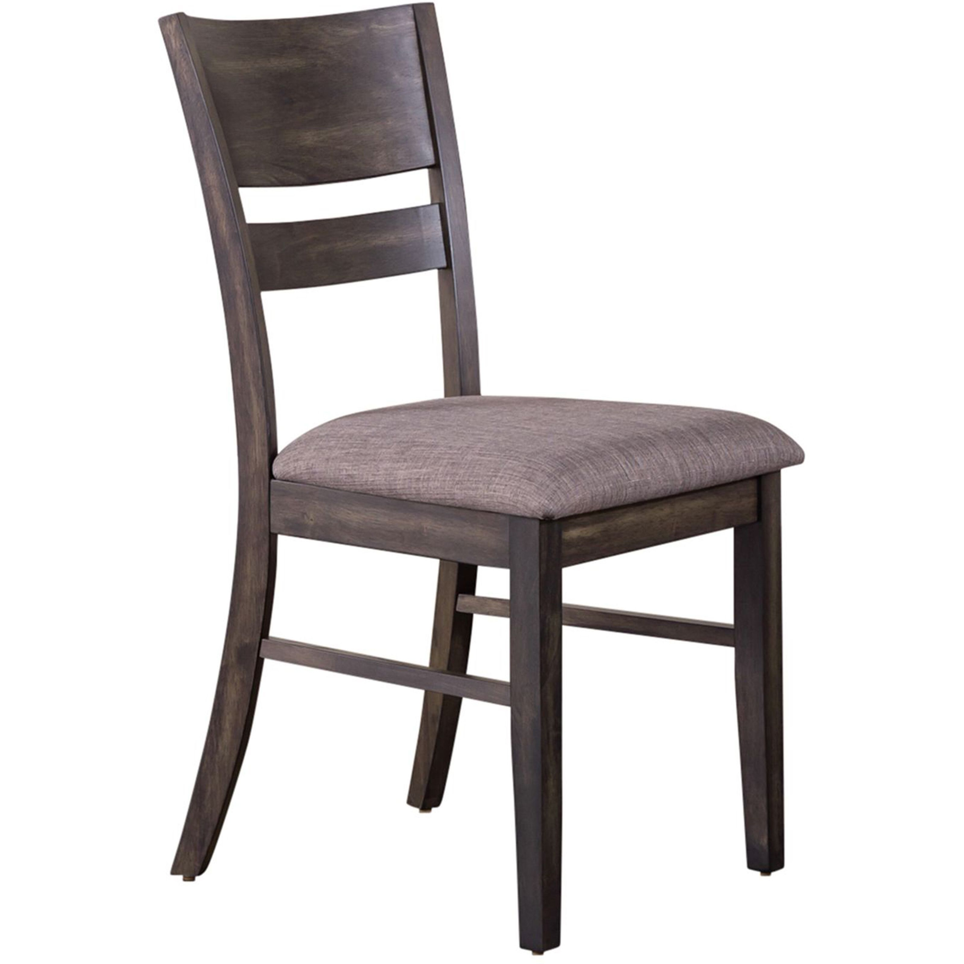 Almeta Solid Wood Slat Back Upholstered Dining Chairs  Set Of 2 -Dark Umber Brown Finish