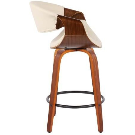 Symphony Mid-Century Modern Counter Stool In Walnut And Cream Faux Leather By Lumisource - Set Of 2