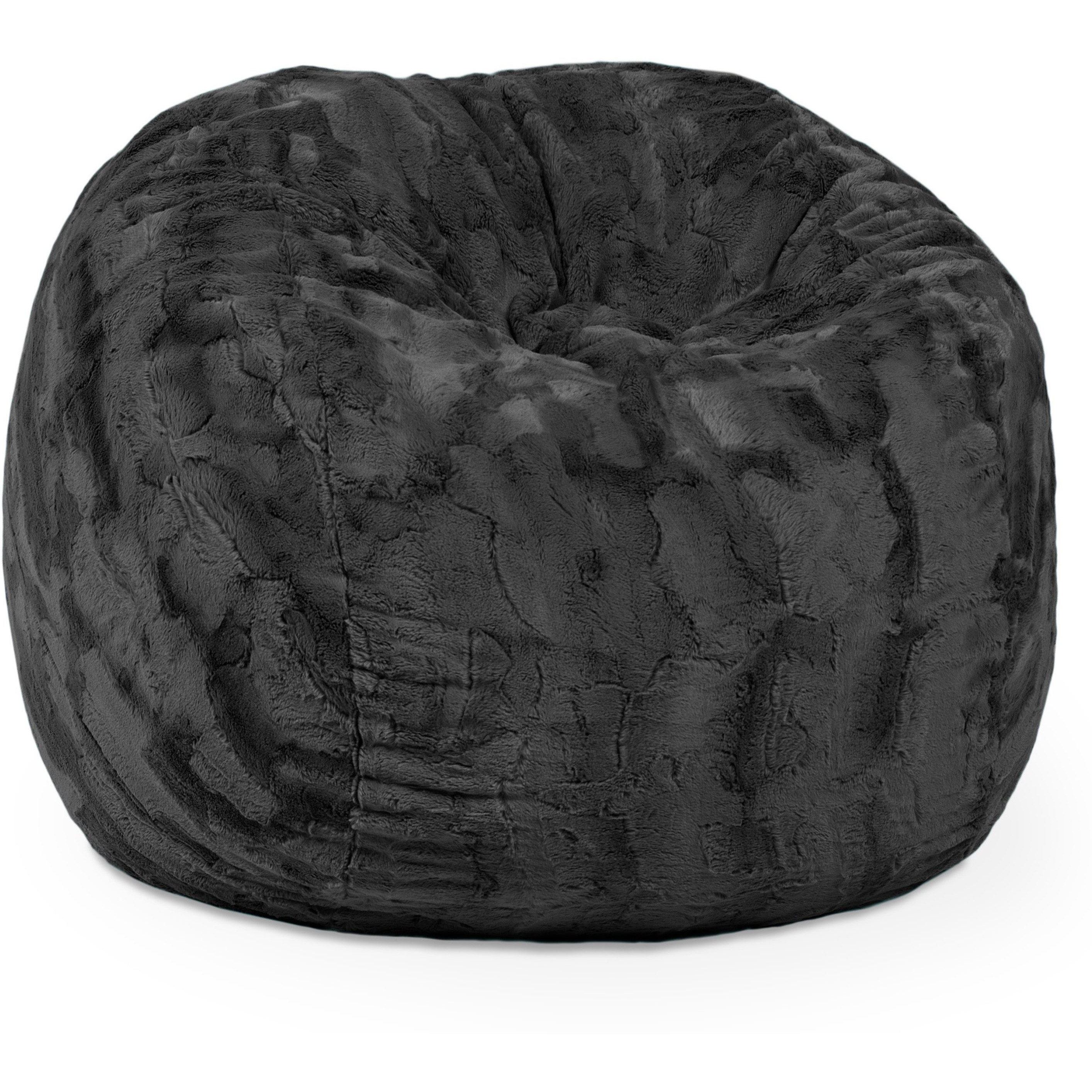 Jaxx Saxx 3 Foot Bean Bag Chair - Faux Fur - Fun Colors  Black