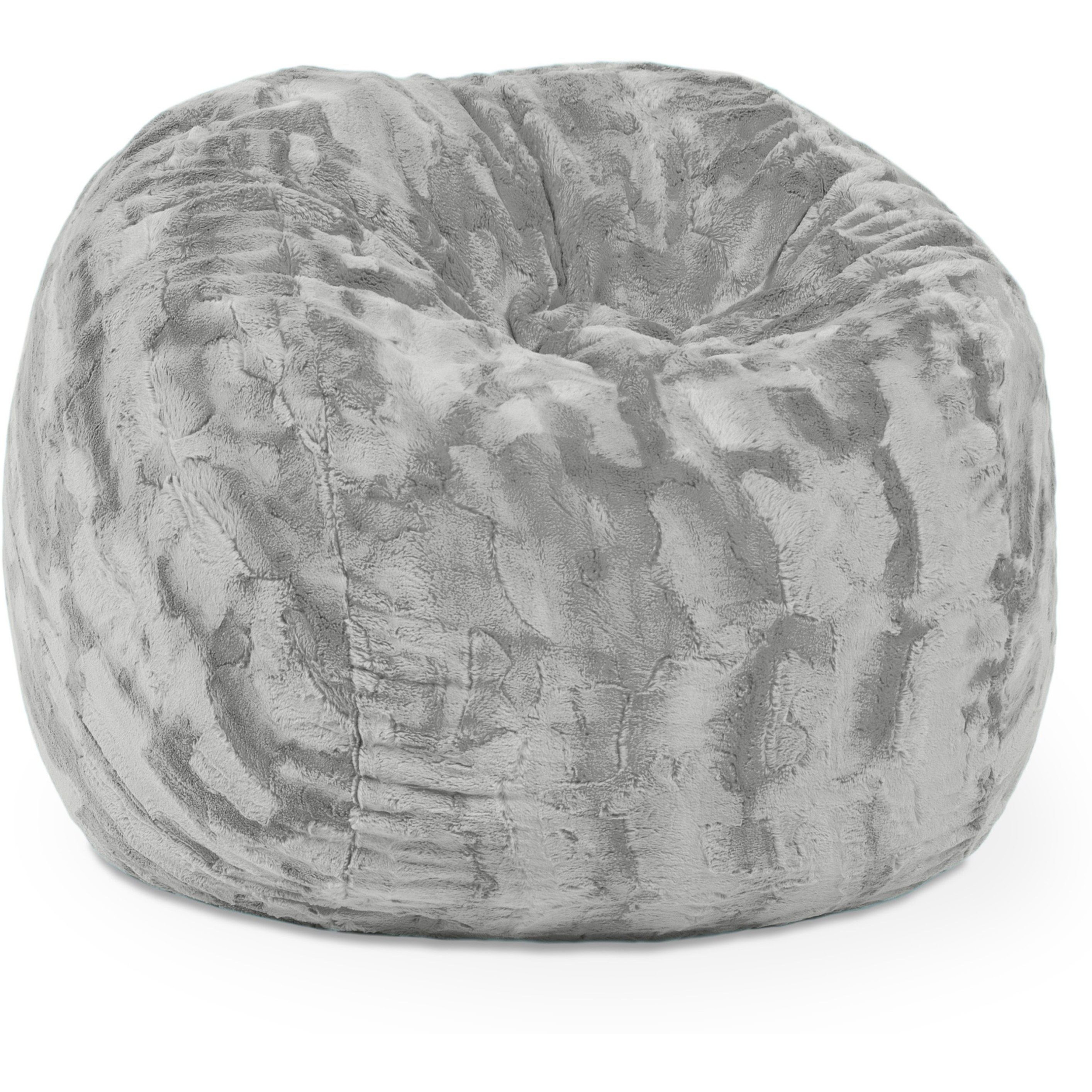 Jaxx Saxx 3 Foot Bean Bag Chair - Faux Fur - Fun Colors  Silver