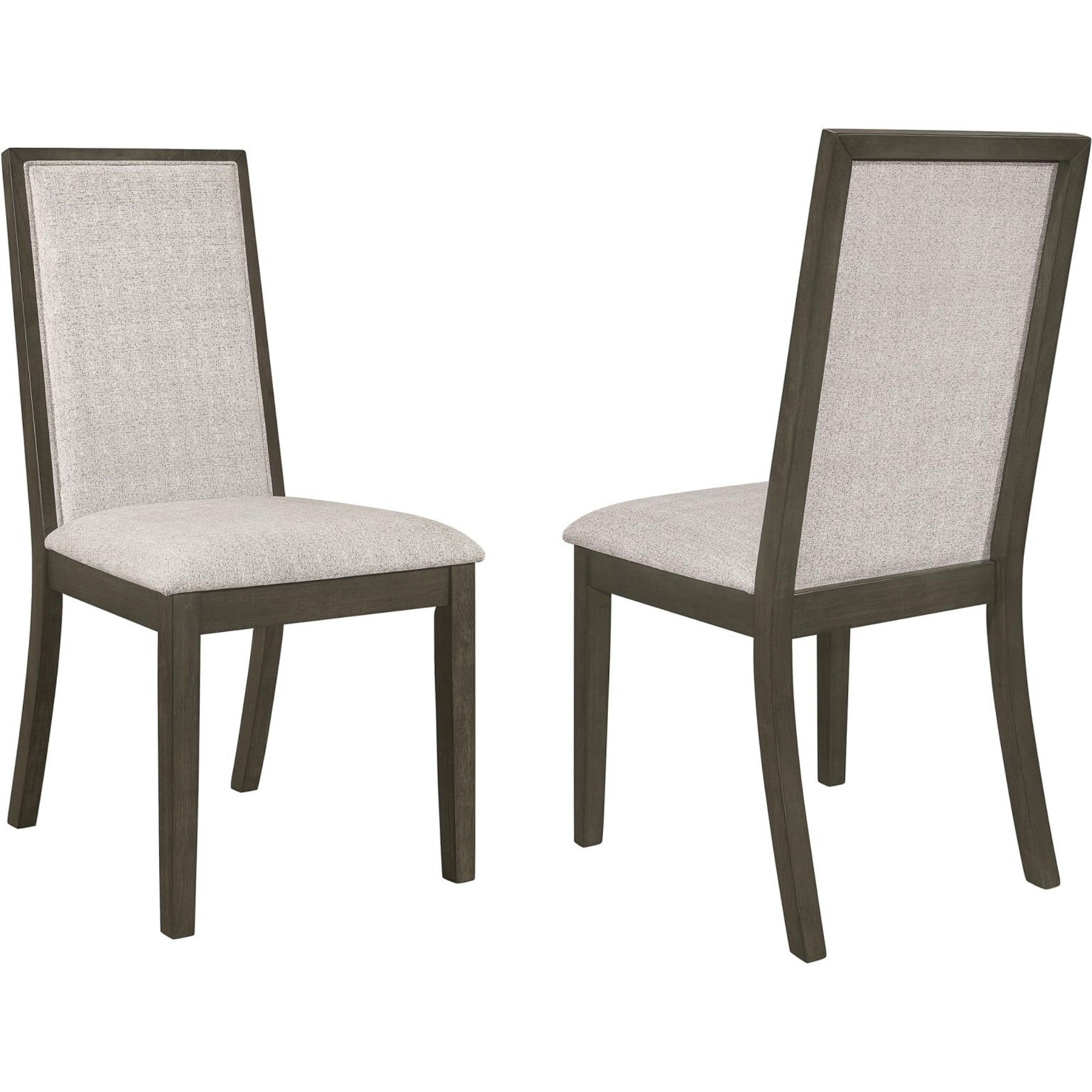 Kelly Upholstered Solid Back Dining Side Chair Beige And Dark Grey (Set Of 2)